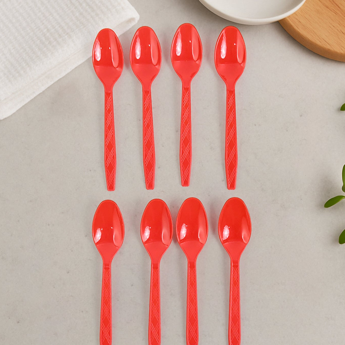 Reusable Plastic Dining Spoons - Set of 8 Pcs - Happy Price - Image 1