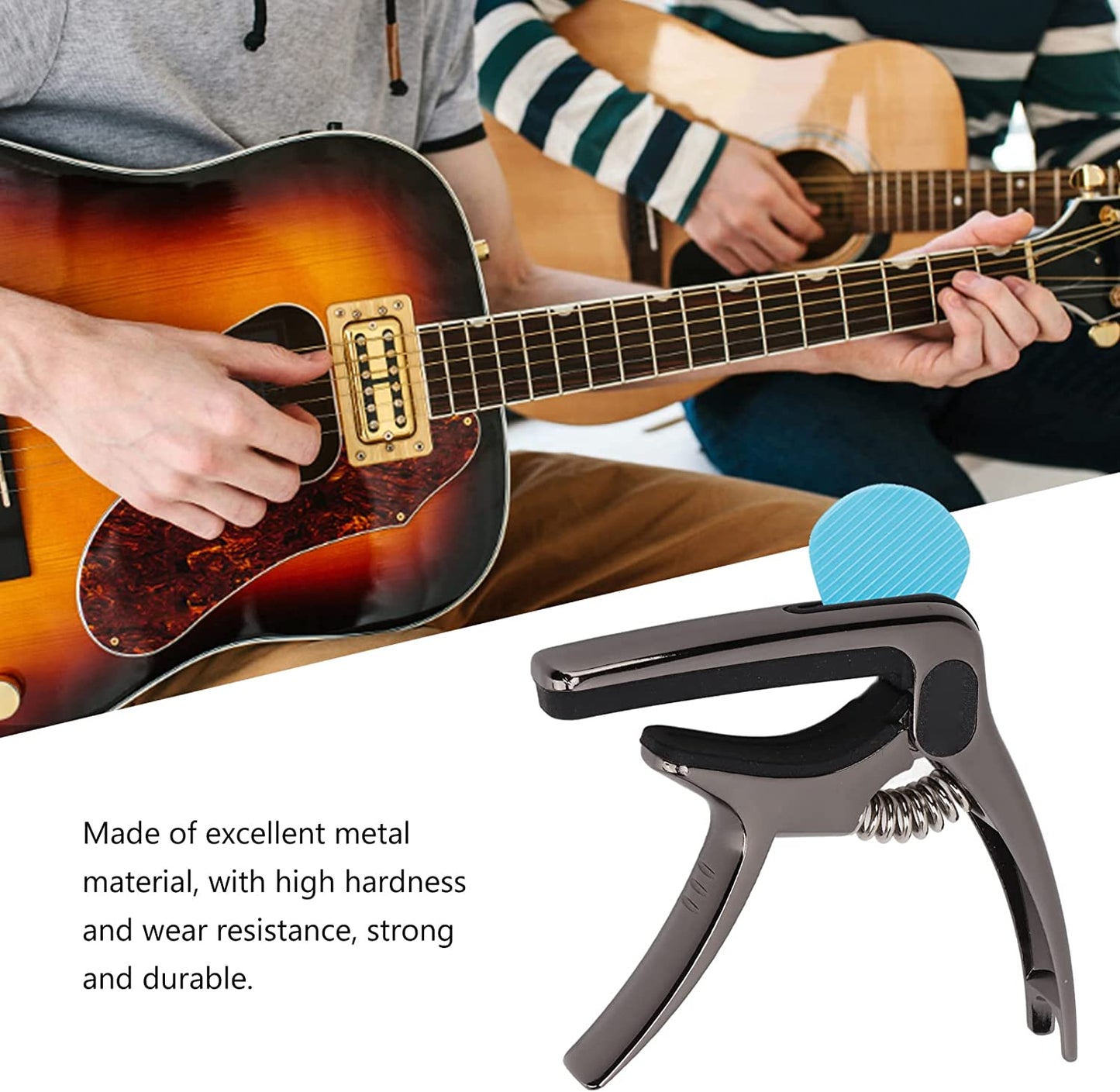 Guitar Capo With Pickup Stand Soft Pad For Acoustic And Electric Guitar Ukulele Mandolin Banjo Guitar Accessories - Happy Price - Image 4