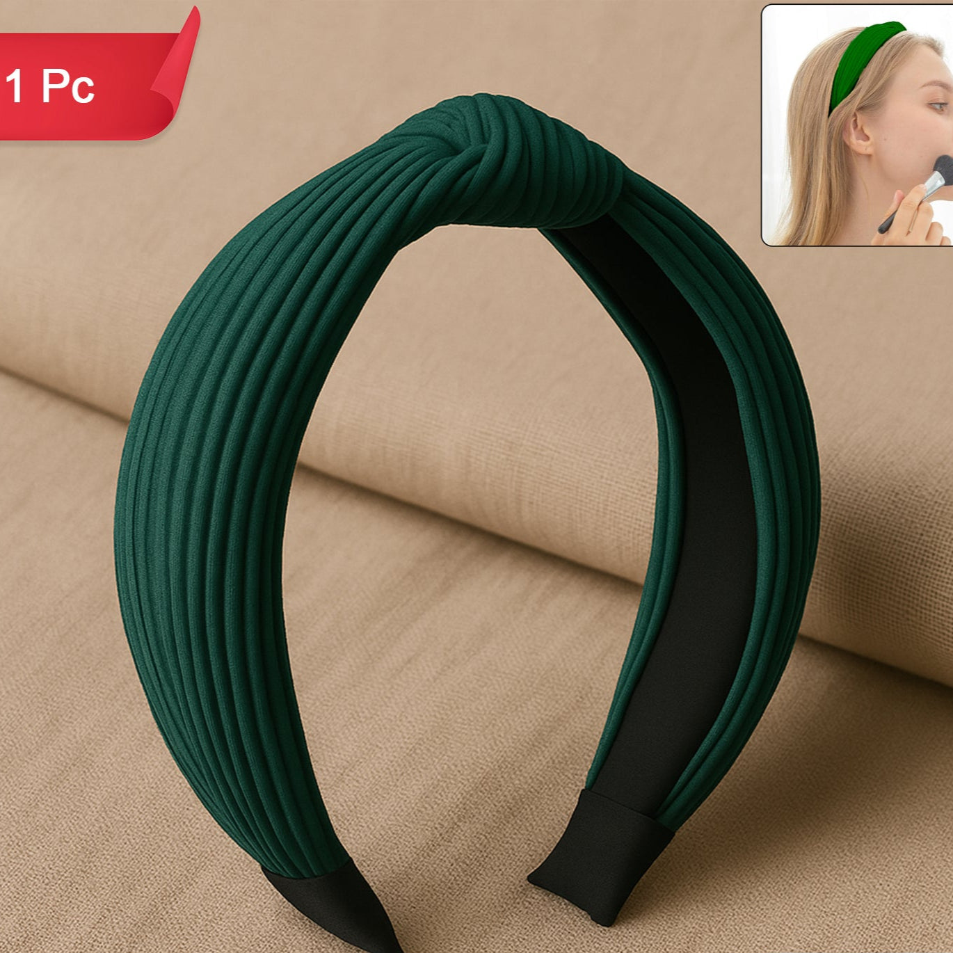 Womens Ribbed Texture Knot Design Hairband (1 Pc Mix Design) - Happy Price - Image 1