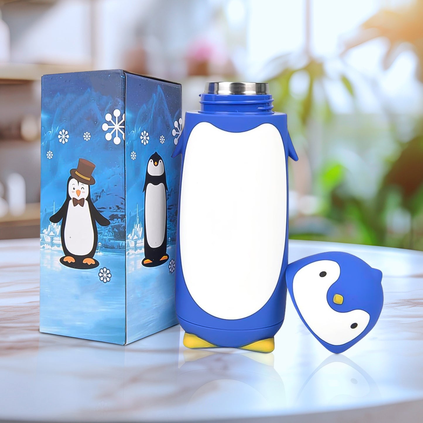 Penguin Water Bottle Penguin Cartoon Water Bottle Funny Travel Mug Insulated Inner Glass Vacuum Water Bottle - Happy Price - Image 2
