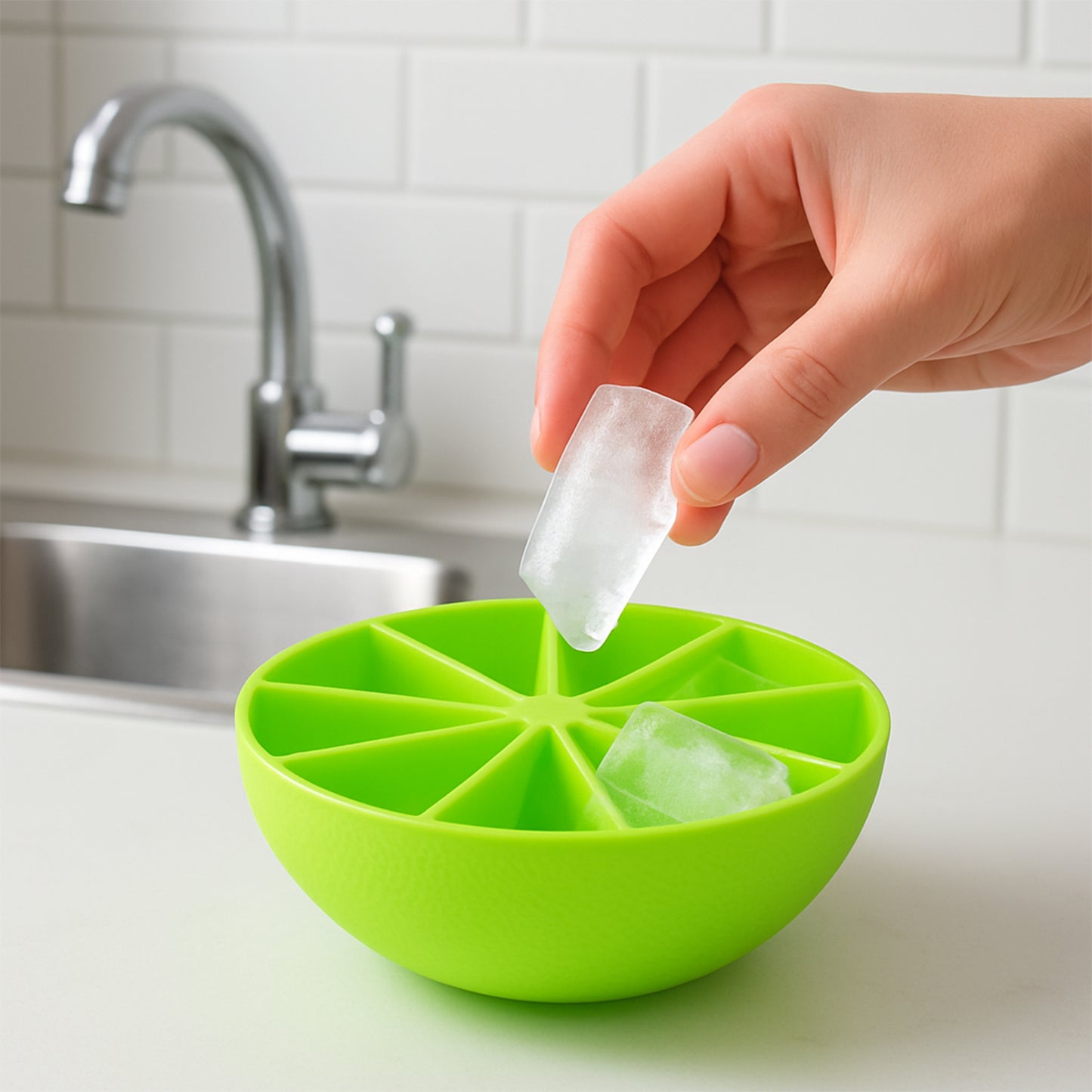 Lemon Shape Flexible Silicone Ice Cube Tray 8-slot Round Ice Mold (1 Pc) - Happy Price - Image 2