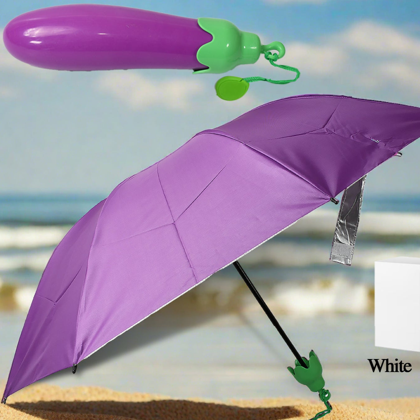 Vegetable Shaped Folding Umbrella Plastic Case Creative Fashion Folding Mini Sun Shade Rain Umbrella Unique Umbrella Sun Uv Protection Cute Design (1 Pc) - Happy Price - Image 1