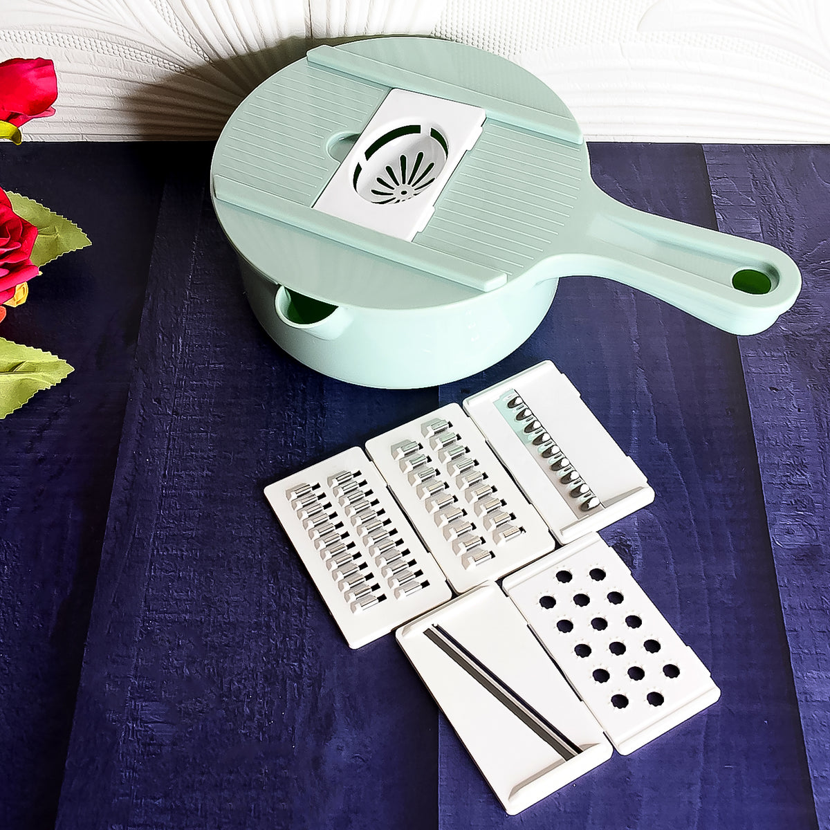 Vegetable Choppers With Drain Basket 6 In 1 Vegetable Slicer Blades (1 Set) - Happy Price - Image 2