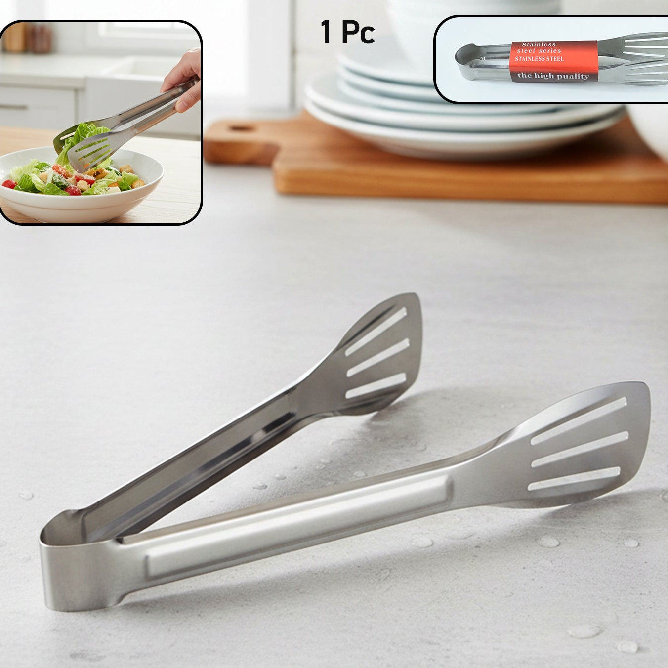 Stainless Steel Kitchen Serving Tongs - 1 Piece - Happy Price - Image 1