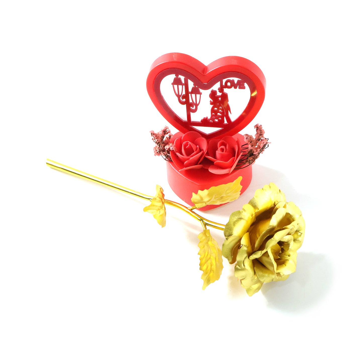 Heart Love Showpiece with Golden Rose Gift Set (2 Pc) - Happy Price - Image 4