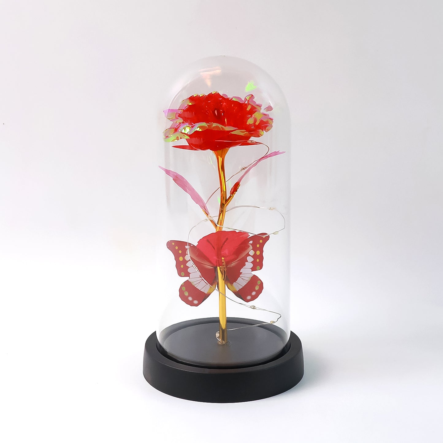 Elegant Led Eternal Rose In Plastic Dome (1 Pc Battery Not Included) - Happy Price - Image 2