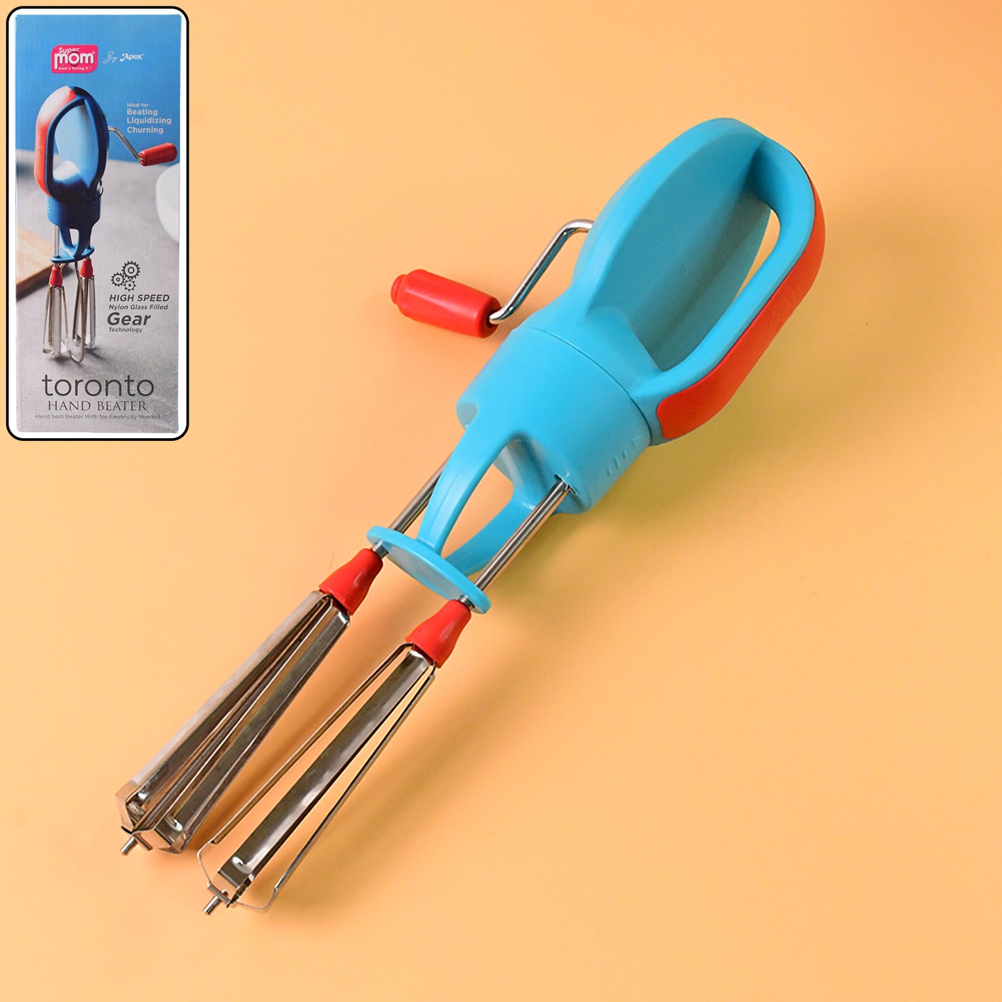 Manual Hand Beater with Dual Stainless Steel Whisks - 1 Pc - Happy Price - Image 3