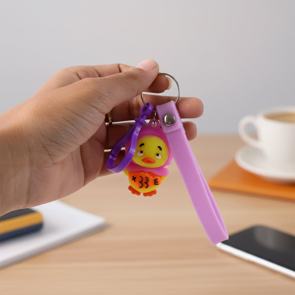 Cute Cartoon Duck Keychain with Rainbow Strap - 1 Pc - Happy Price - Image 3