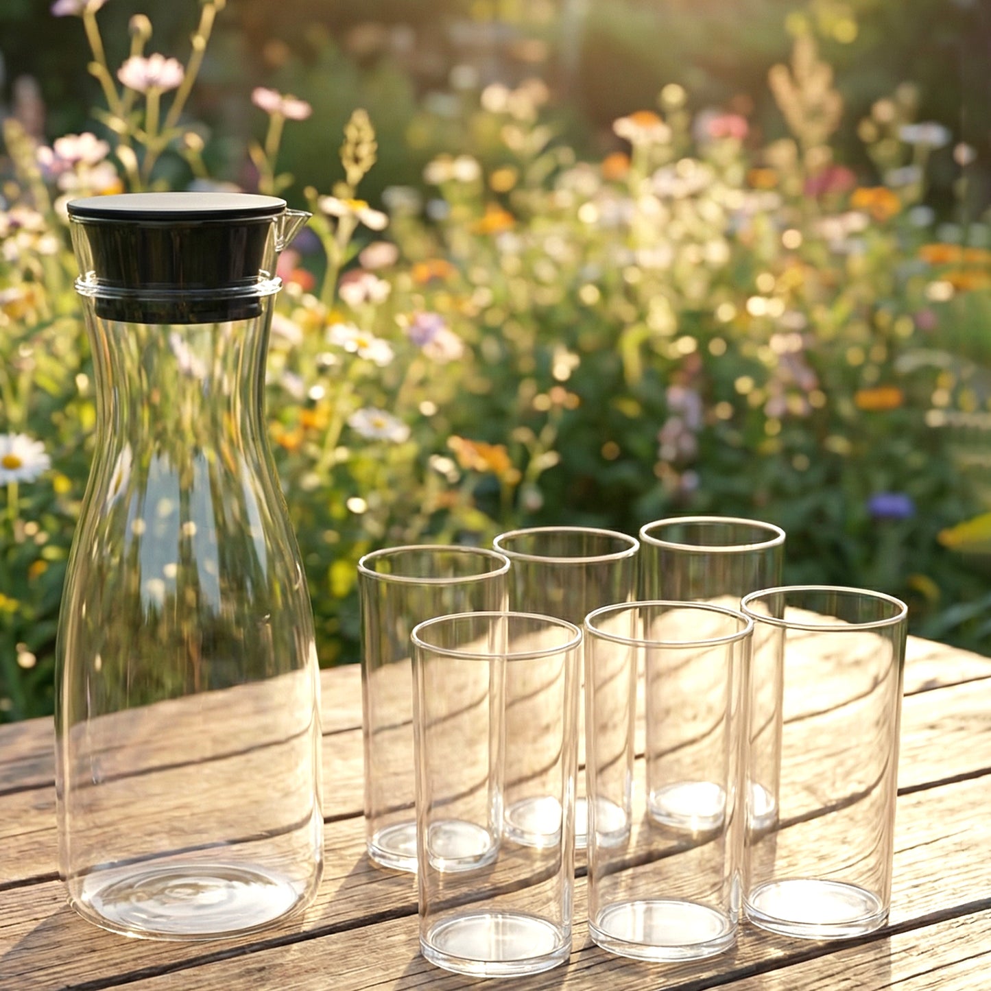 Plastic Water Jug and Glass Set - 1000ml Jug, 6 x 300ml Glasses - Great Price - Image 3