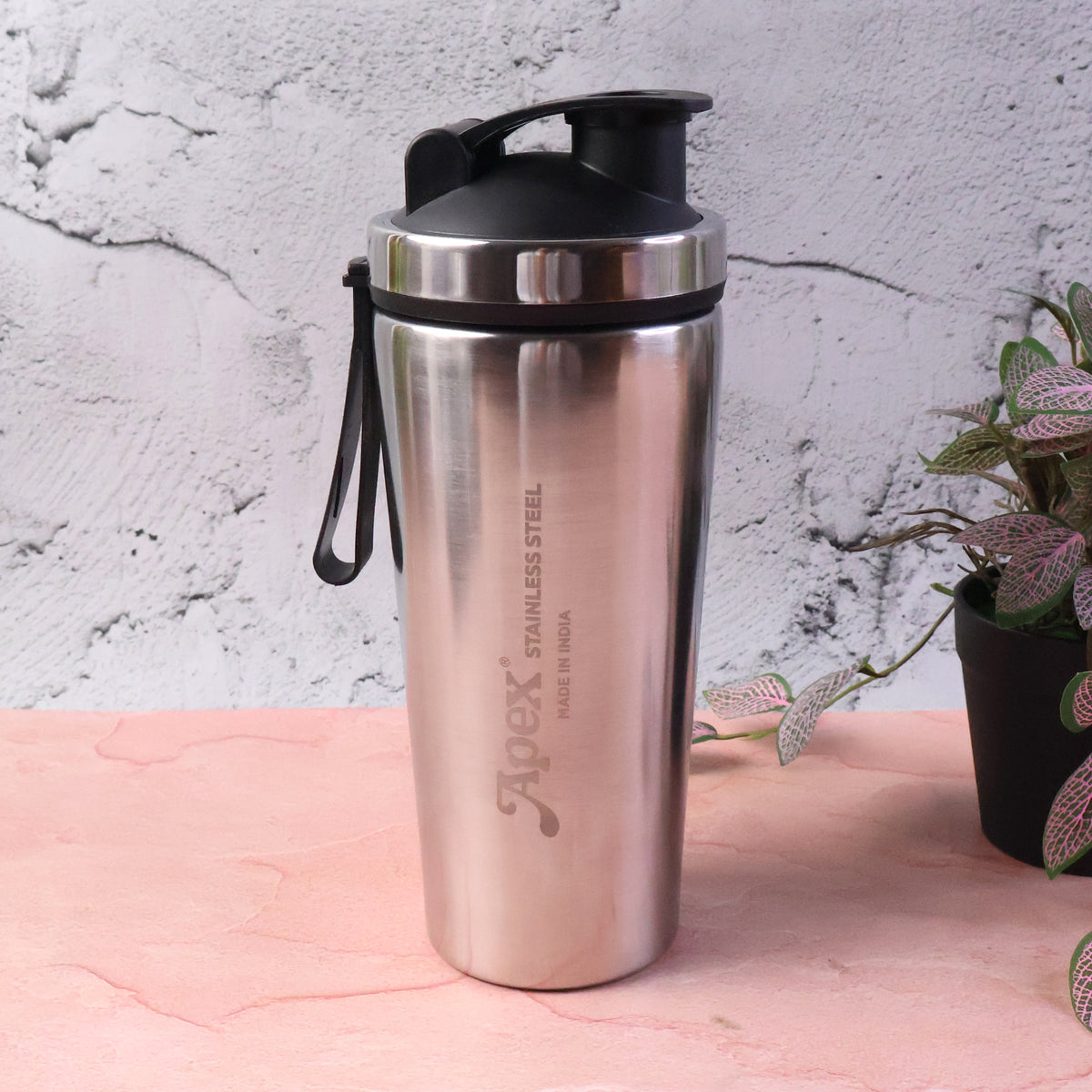 Apex Stainless Steel Gym Shaker Bottle with Spring - 1000ml, 1 Pc - Happy Price - Image 4