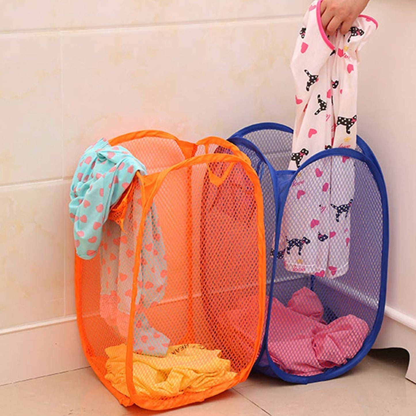Foldable Mesh Laundry Basket with Handles - Collapsible Storage Bin - Happy Price - Image 3