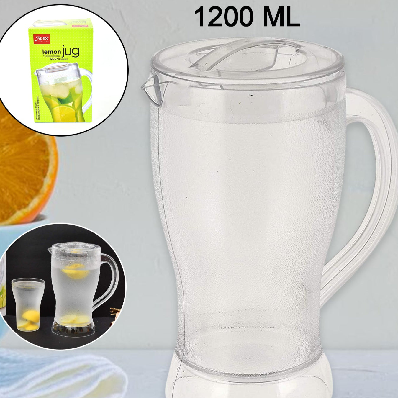 Apex Unbreakable Lemon Jug 1200 Ml (Approx 1 Pc) - Happy Price - Image 1