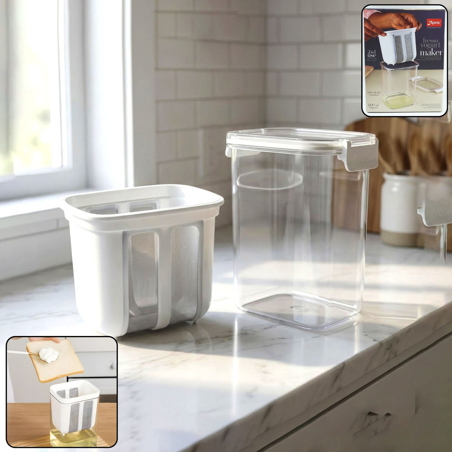 2-in-1 Yogurt Maker & Greek Yogurt Strainer Container - Happy Price - Image 2