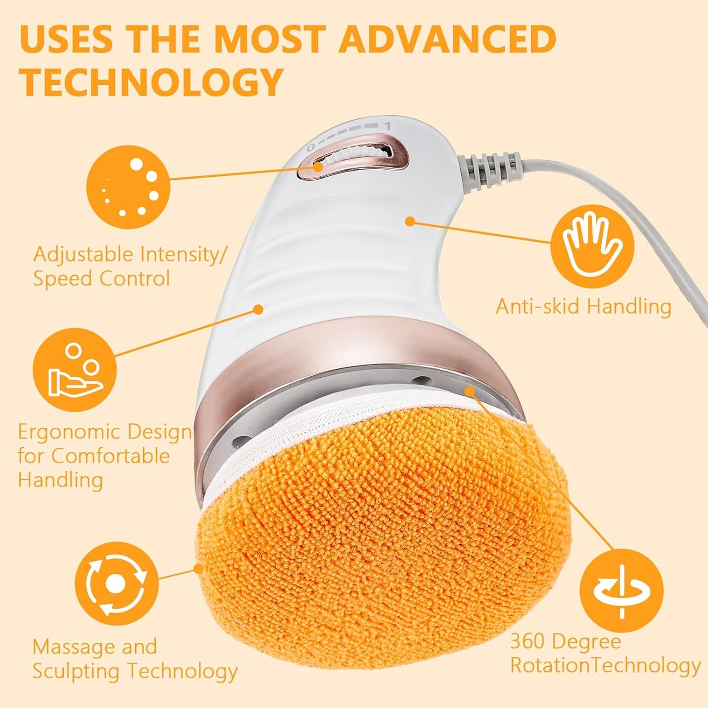 Body Massager Shaping Machine Body Sculpting Massager With 3 Washable Pads Adjustable Speeds Electric Handheld Massager For Belly Waist Legs Arms Butt (1 Pc) - Happy Price - Image 5