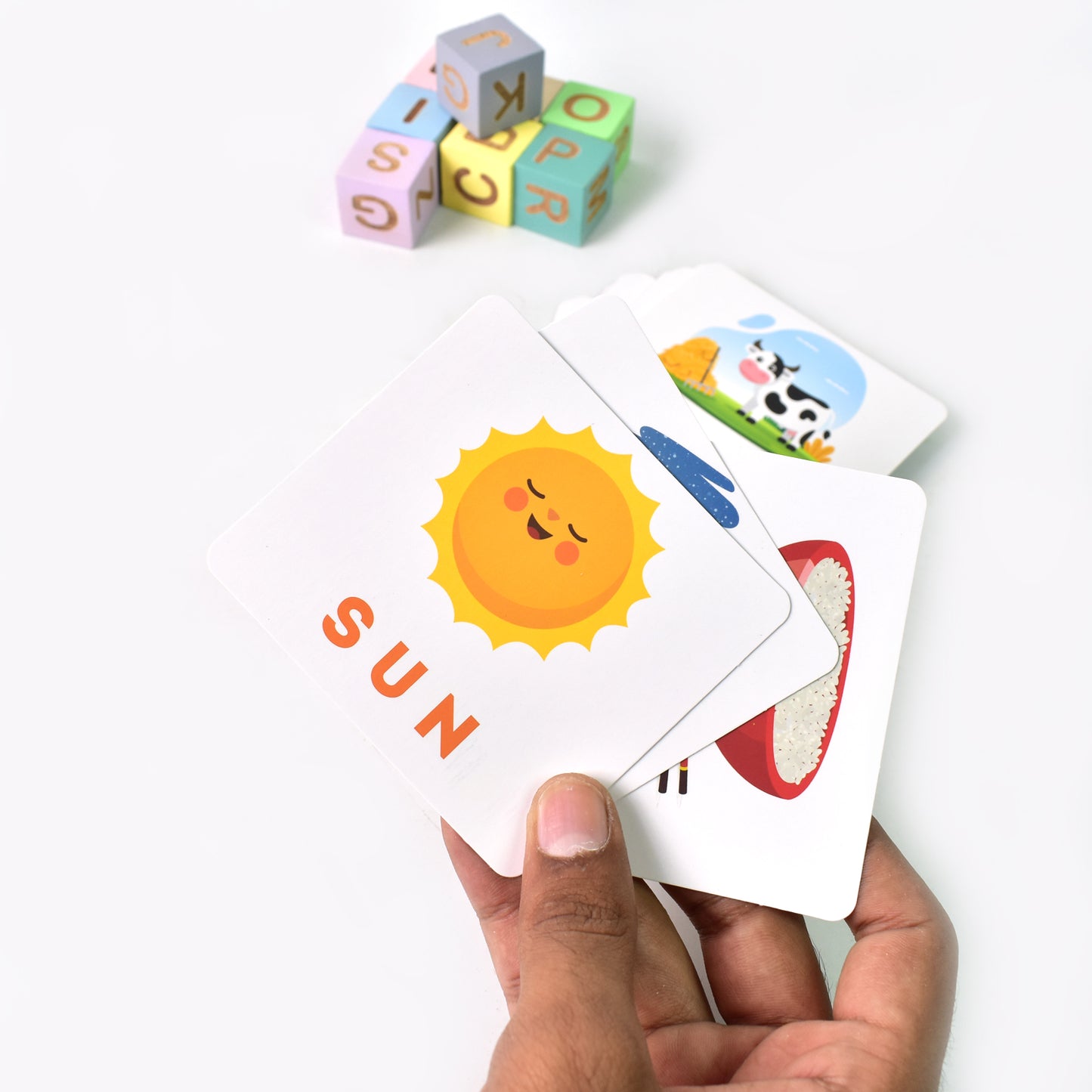 Alphabet Puzzle Spelling Reading Words (26 Flash Cards 8 Woodenblock) - Happy Price - Image 3