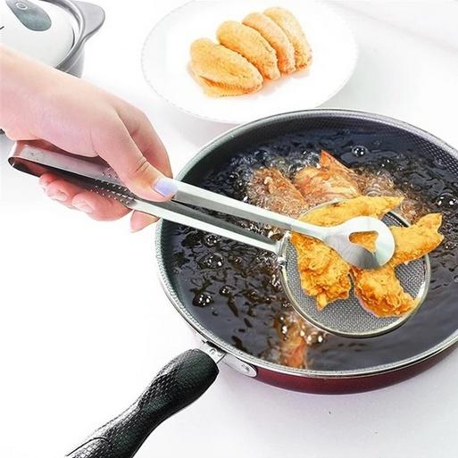 2in1 Stainless Steel Filter Spoon With Clip Food Kitchen Oil-frying Multi-functional - Happy Price - Image 2
