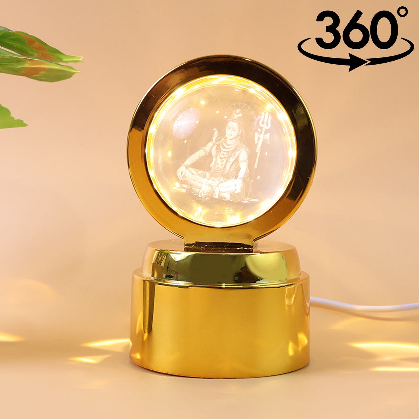 Mahadev 3D Crystal Ball Rotating Night Light (1 Pc) - Great Price - Image 4