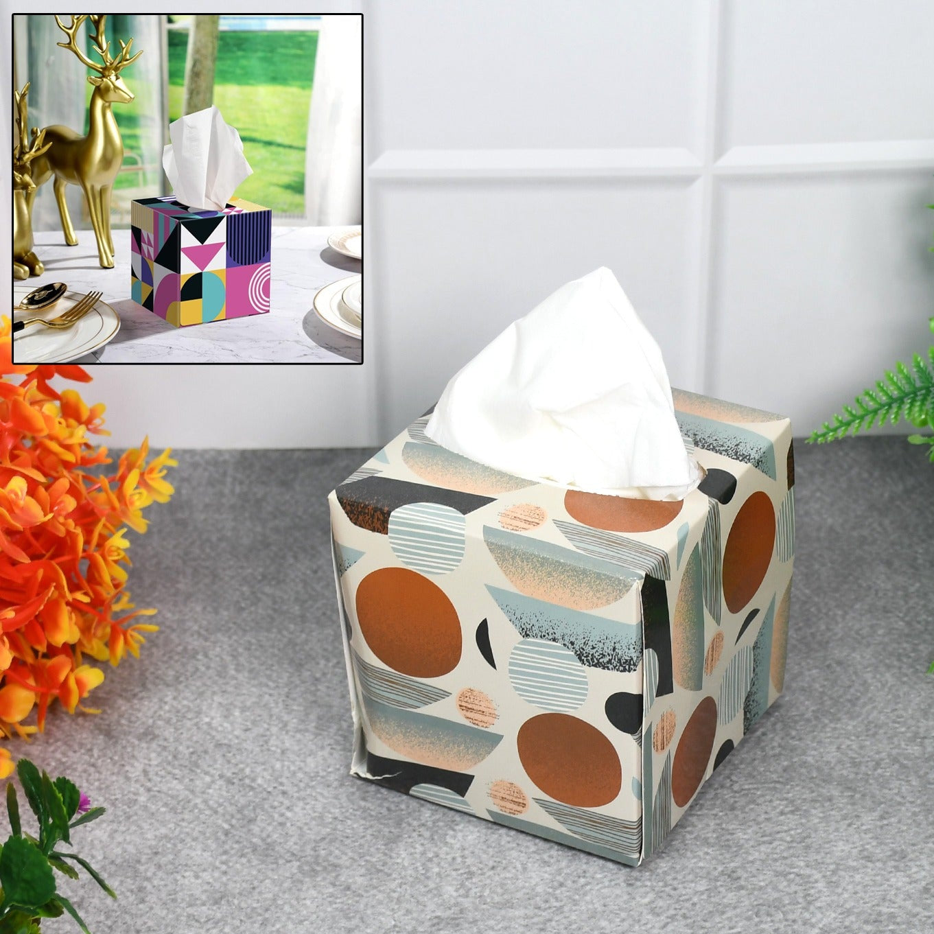 Tissues Cube Box Stylish And Practical Tissue Holder For Home Office (50 Pcs Set Approx) - Happy Price - Image 1