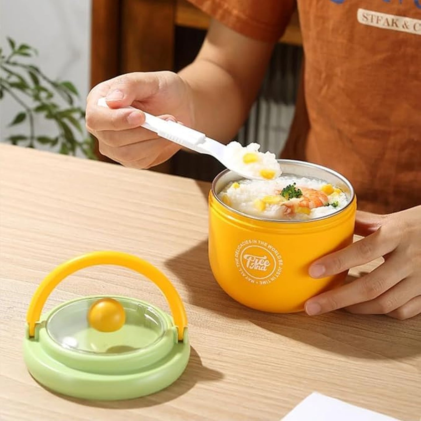 Cute Stainless Steel Lunch Box - 600 ML with Spoon - Great Price - Image 6
