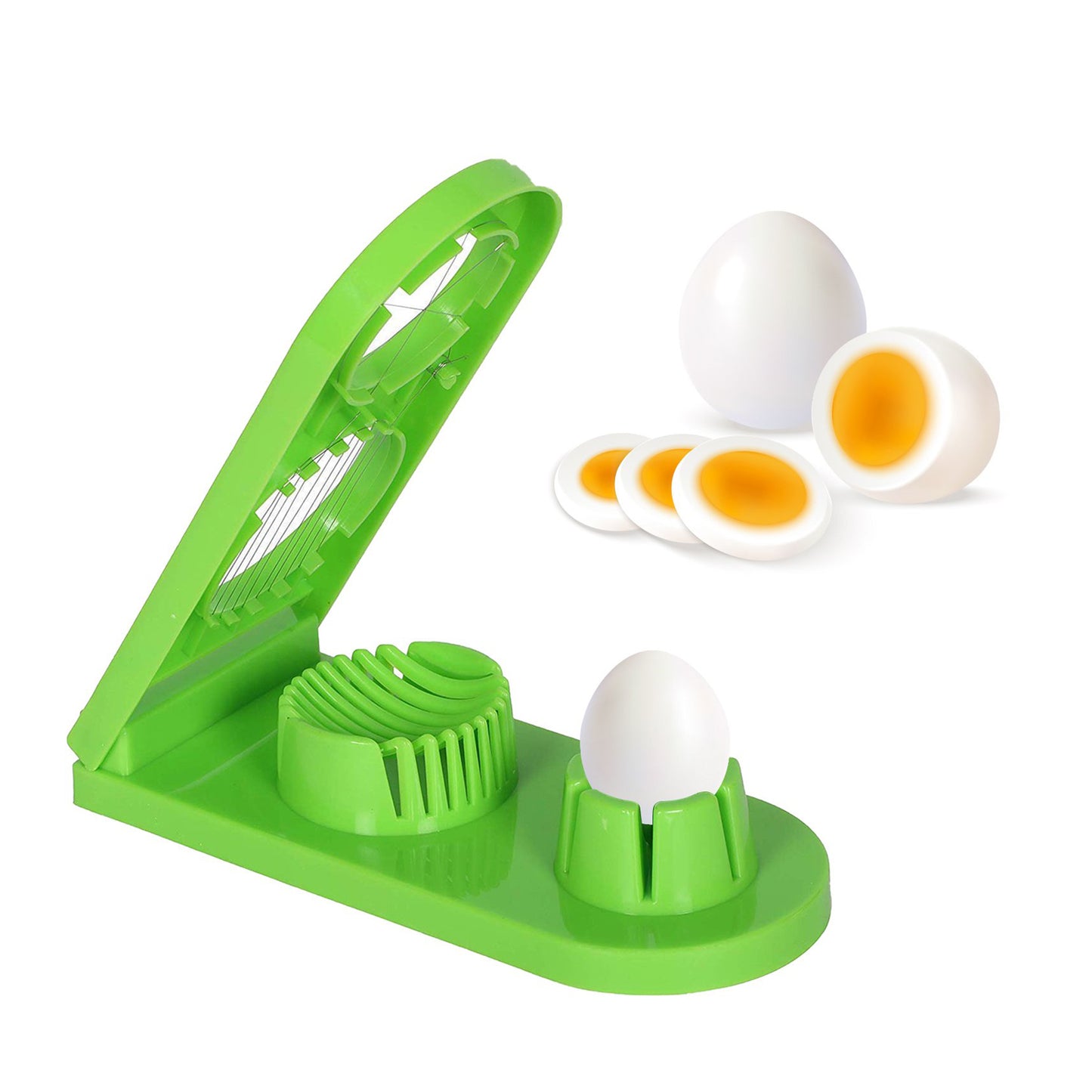 2 In 1 Double Cut Boiled Egg Cutter With Stainless Steel Wire For Easy Slicing Of Boiled Eggs. - Happy Price - Image 2