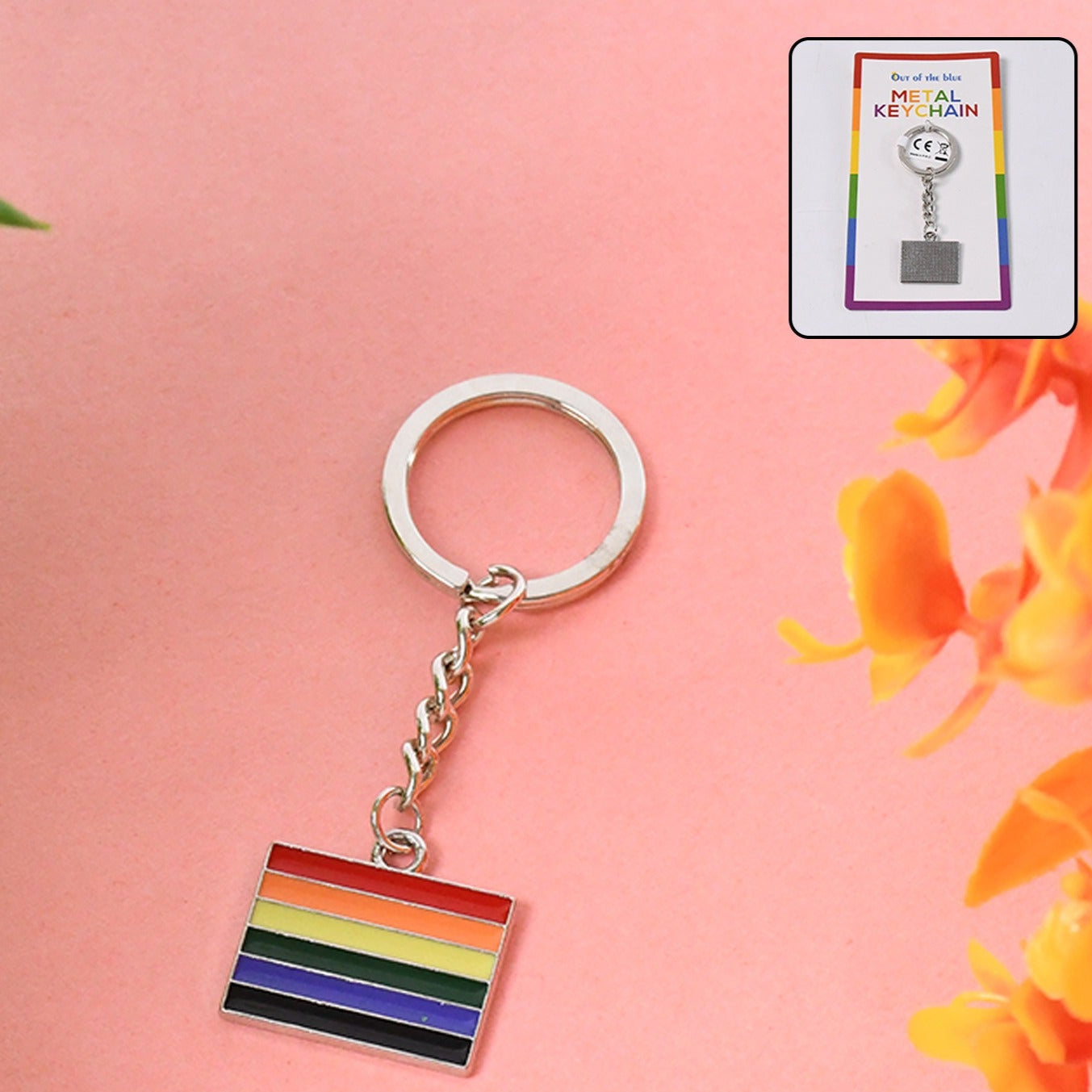 Rainbow Design Metal Keyring Key Chain (1 Pc) - Happy Price - Image 1