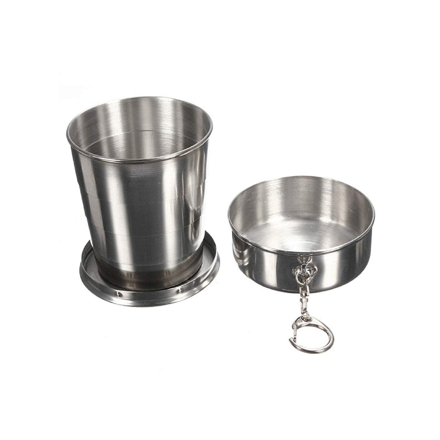 2-in-1 Collapsible Stainless Steel Camping Cup with Keychain (1 Pc) - Happy Price - Image 5
