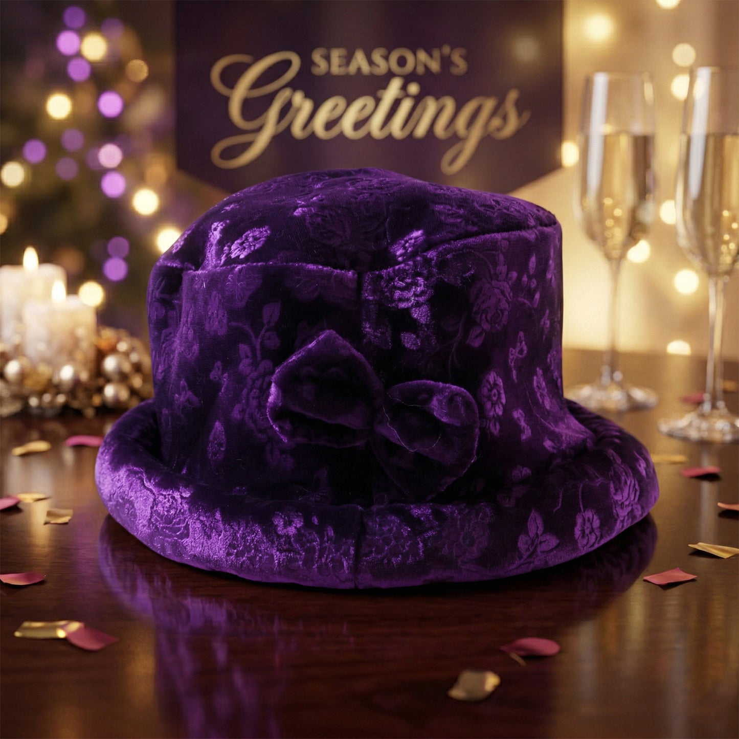 Women's Velvet Floral Bucket Hat (1 Pc) - Stylish Winter Cap - Great Price - Image 3