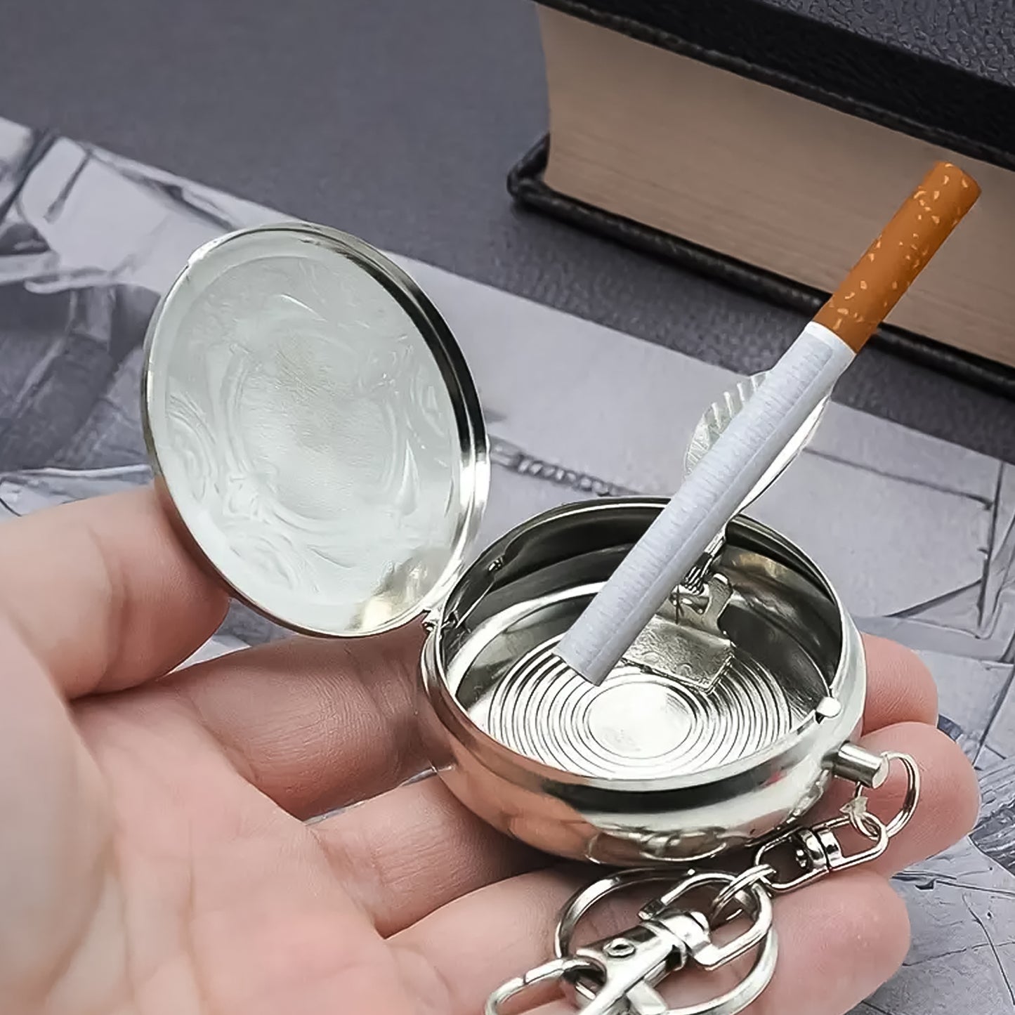 Mini Pocket Ss Ashtray With Keyring (1pc) - Happy Price - Image 5