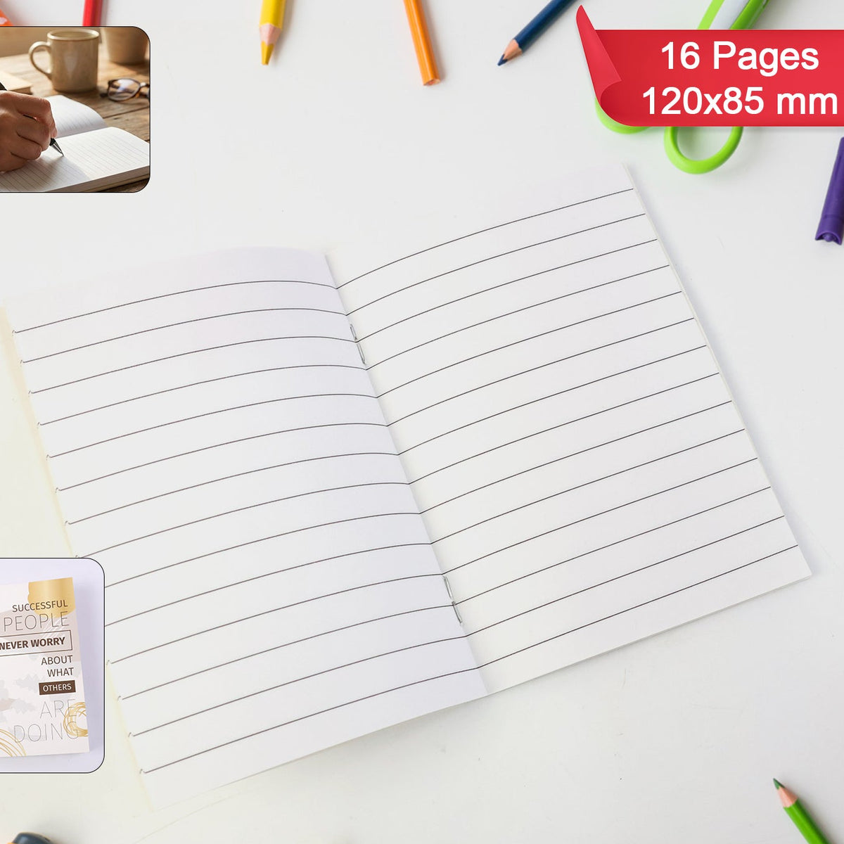 Pocket Ruled Notebook 120 x 85 mm, 16 Pages for Quick Notes - Happy Price - Image 1