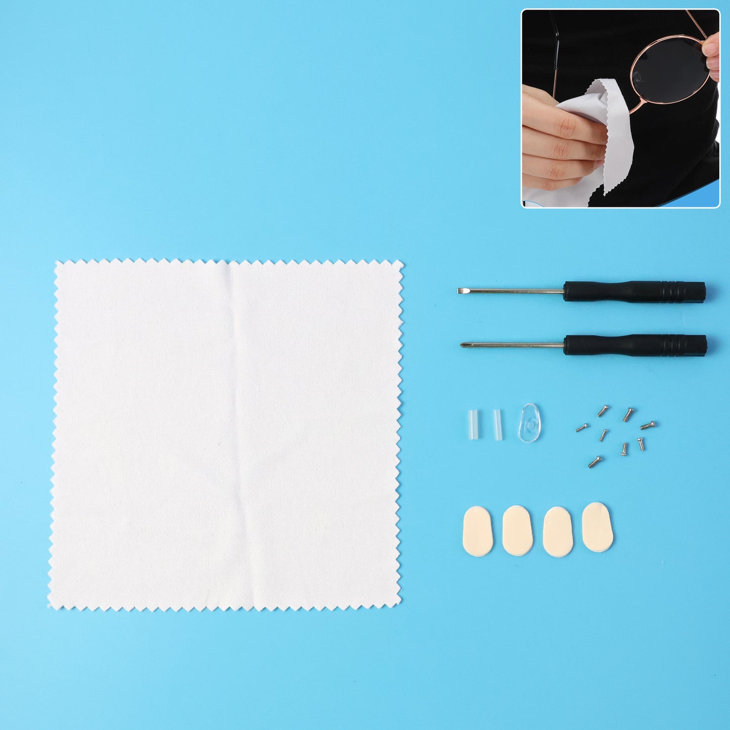 Eyeglass Repair Kit (1 Set) with Screwdrivers, Screws, Nose Pads & Cleaning Cloth - Happy Price - Image 2