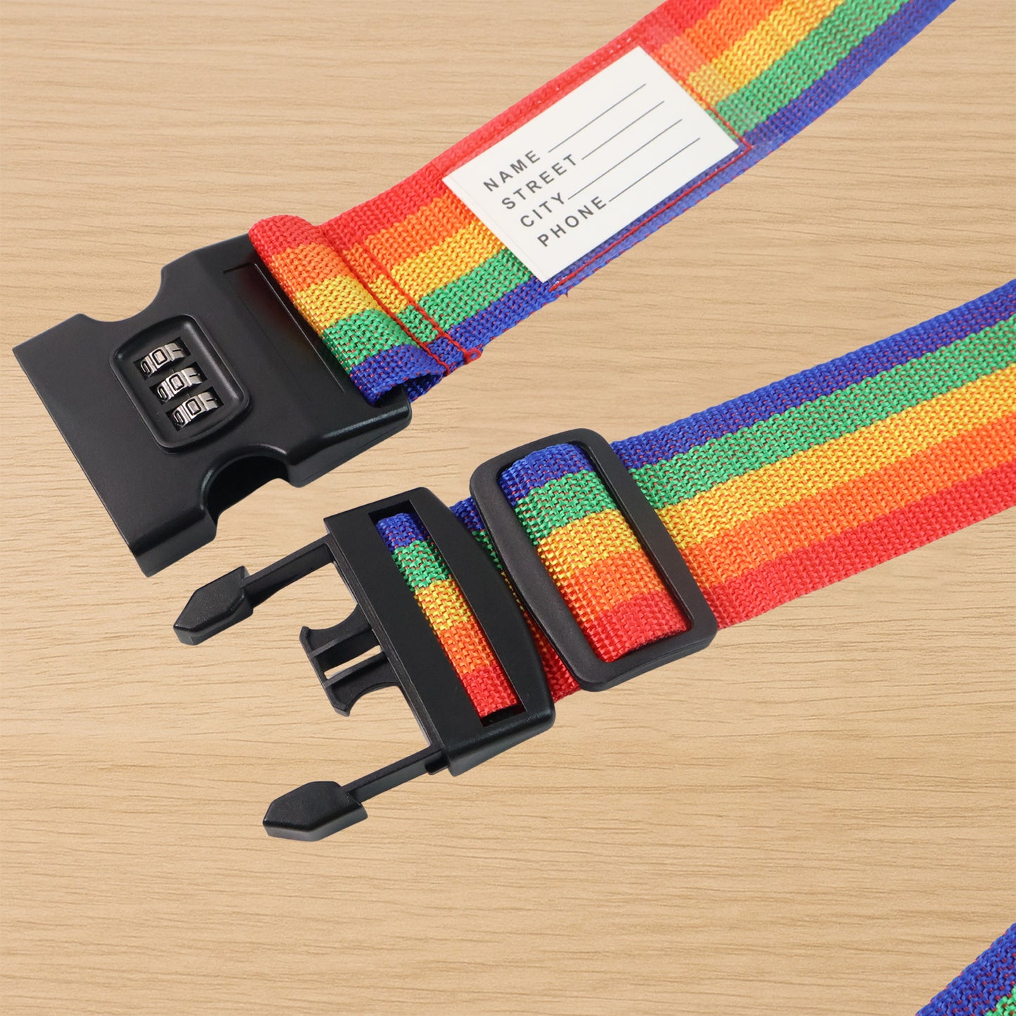 Rainbow Luggage Strap with 3-Digit Combination Lock - 1 Pc - Happy Price - Image 3