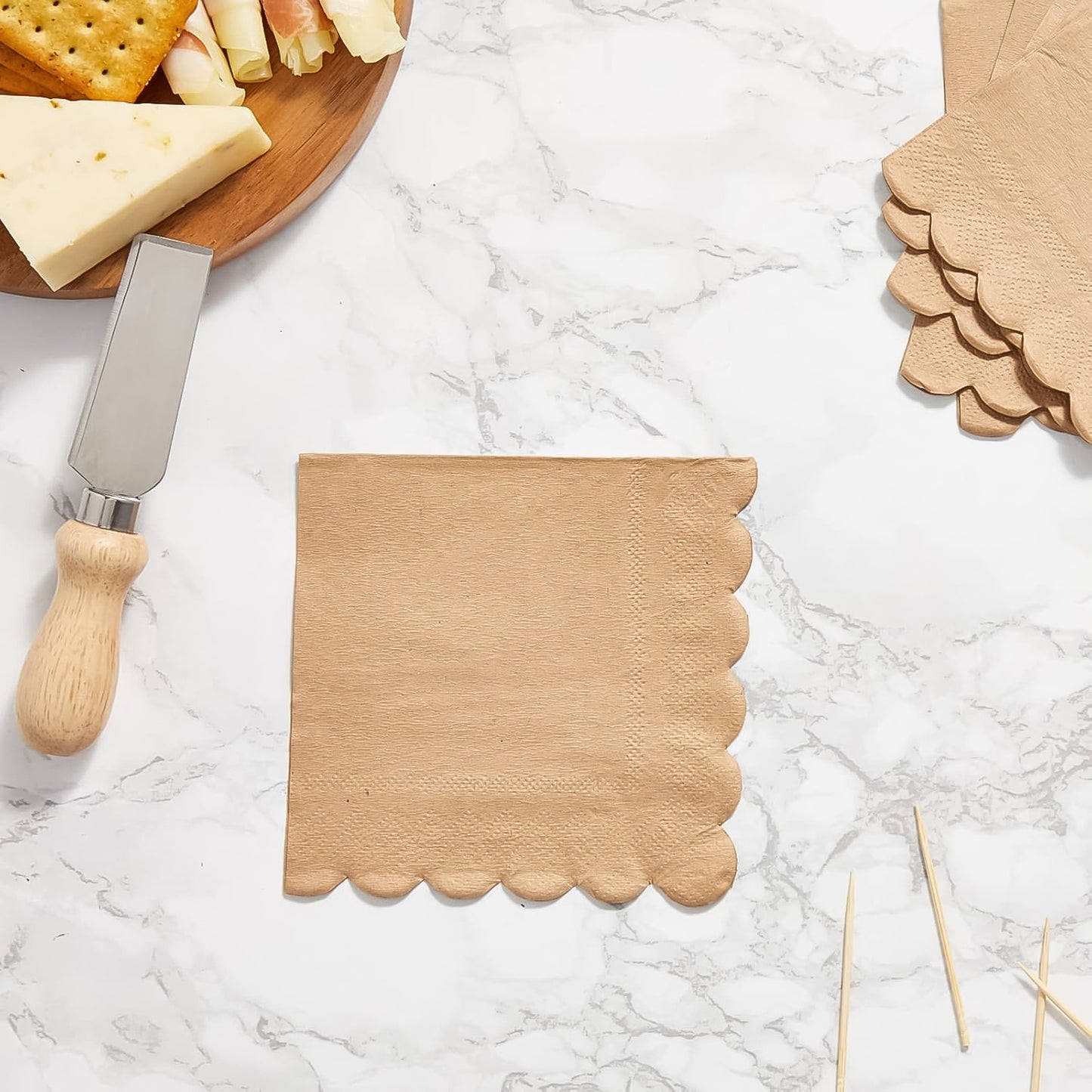 Disposable Scalloped Edge Tissue Napkins Set (120 Pc) - Happy Price - Image 3