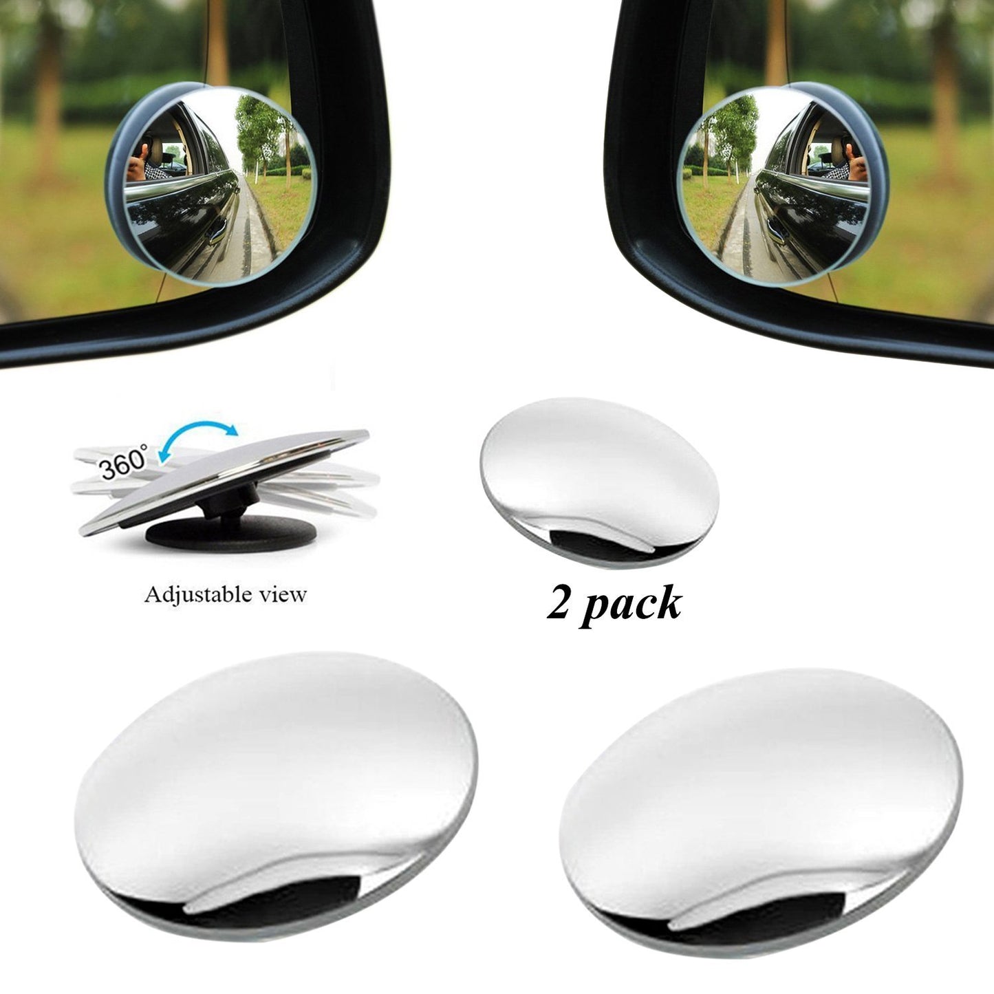 Blind Spot Round Wide Angle Adjustable Convex Rear View Mirror - Pack Of 2 - Happy Price - Image 4