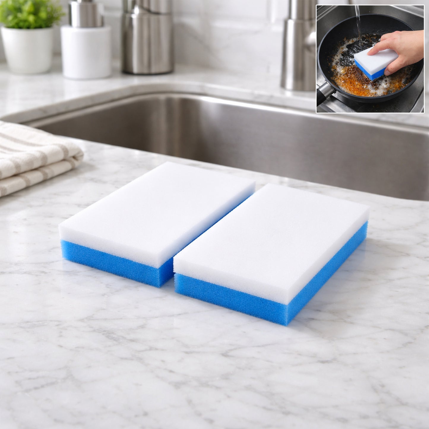 Dual Layer Cleaning Sponge Pads - 2 Piece Set for Kitchen & Home - Happy Price - Image 2