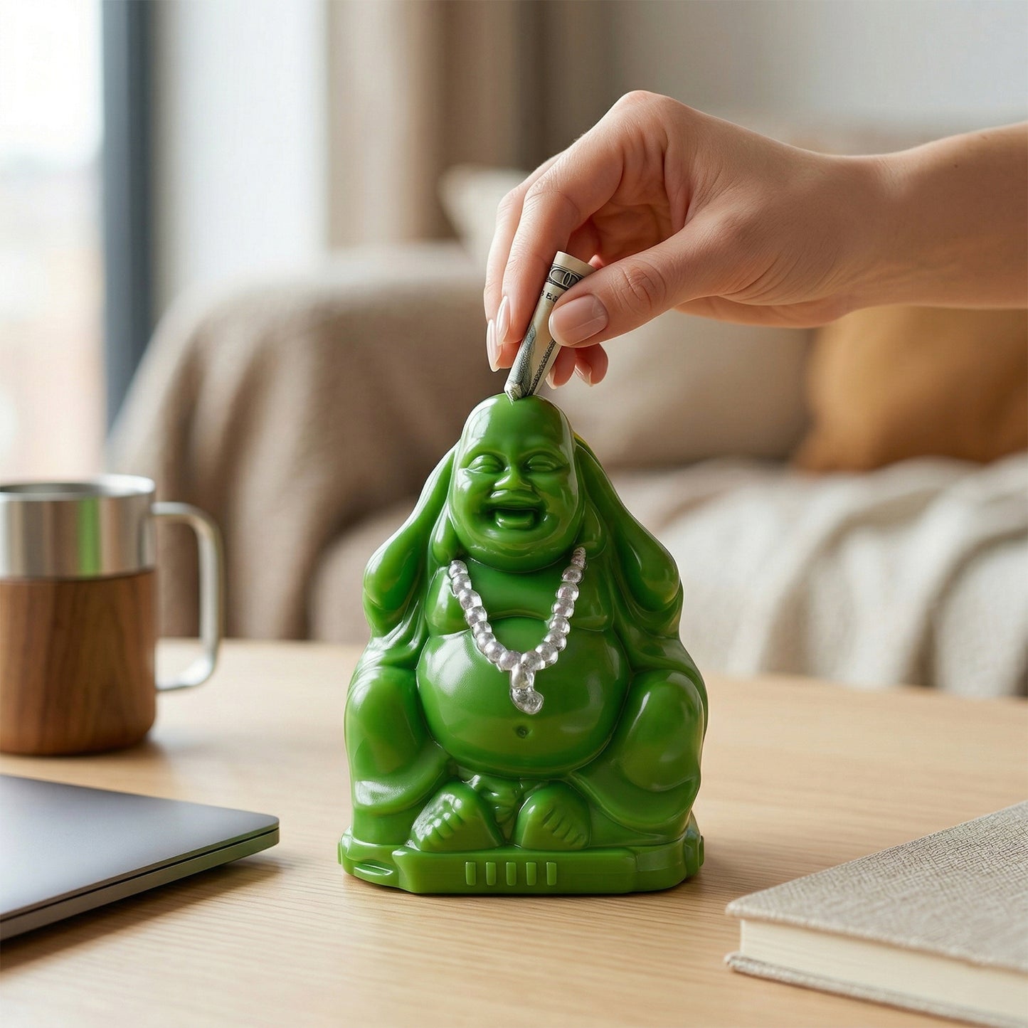 Laughing Buddha Coin Bank for Saving Money - Decorative Piggy Bank (1 Pc) - Great Price - Image 3