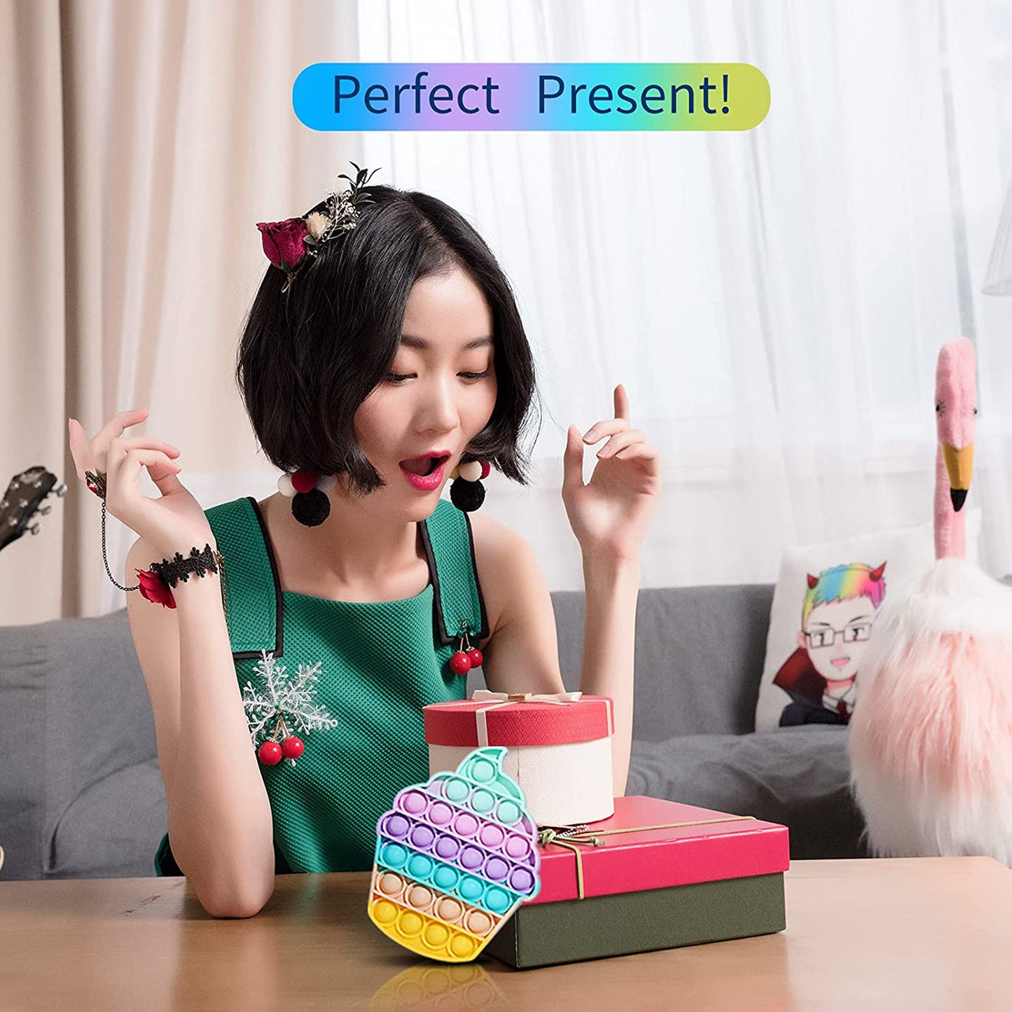 Ice Cream Softy- Fidget Popping Sounds Toy Bpa Free Silicone Push Bubbles Toy For Autism Stress Reliever Sensory Toy Pop It Toy - Happy Price - Image 4