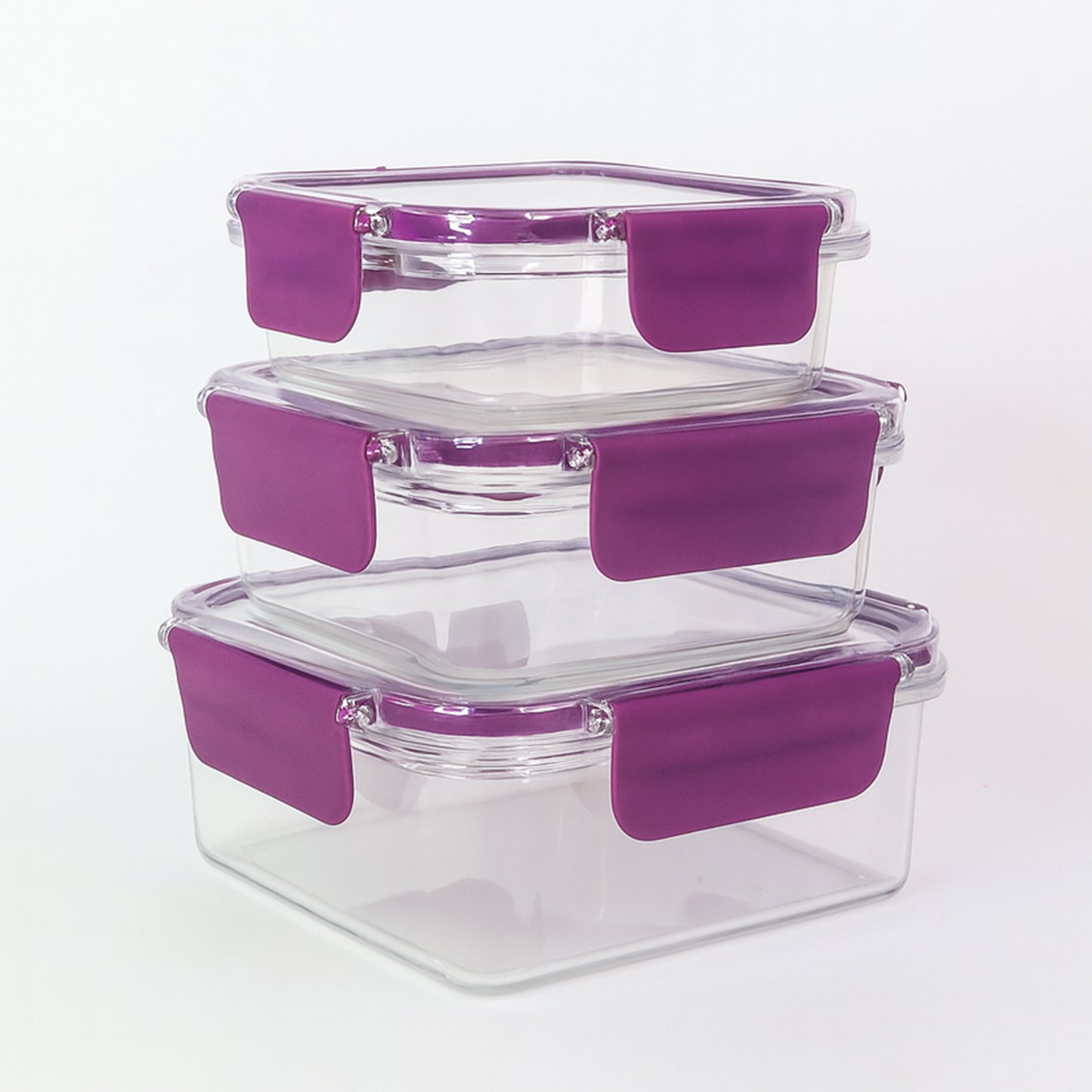 Airtight Square Food Container Set - 3 Piece BPA-Free Kitchen Storage - Happy Price - Image 2