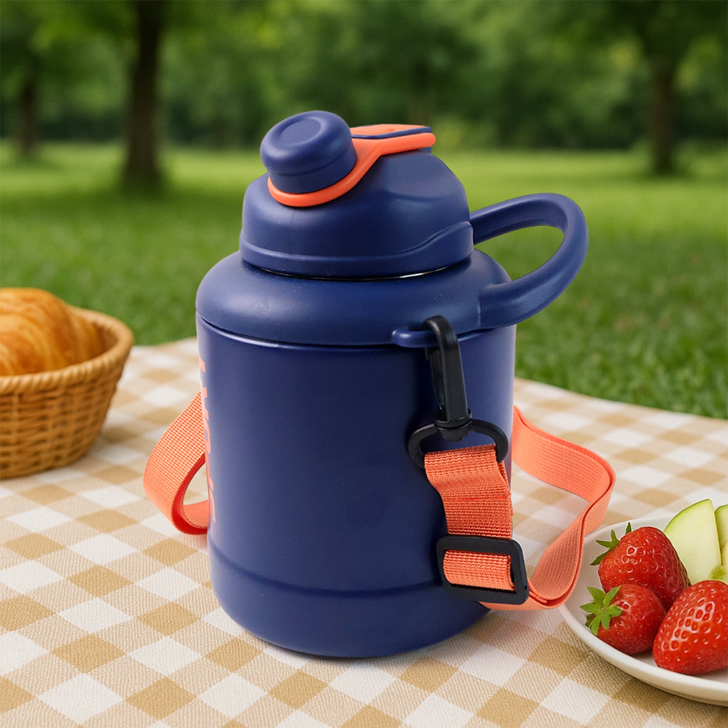 Sports Vacuum Bottle With Shoulder Strap 1 Pc Stylish Mix Design Size - Happy Price - Image 4