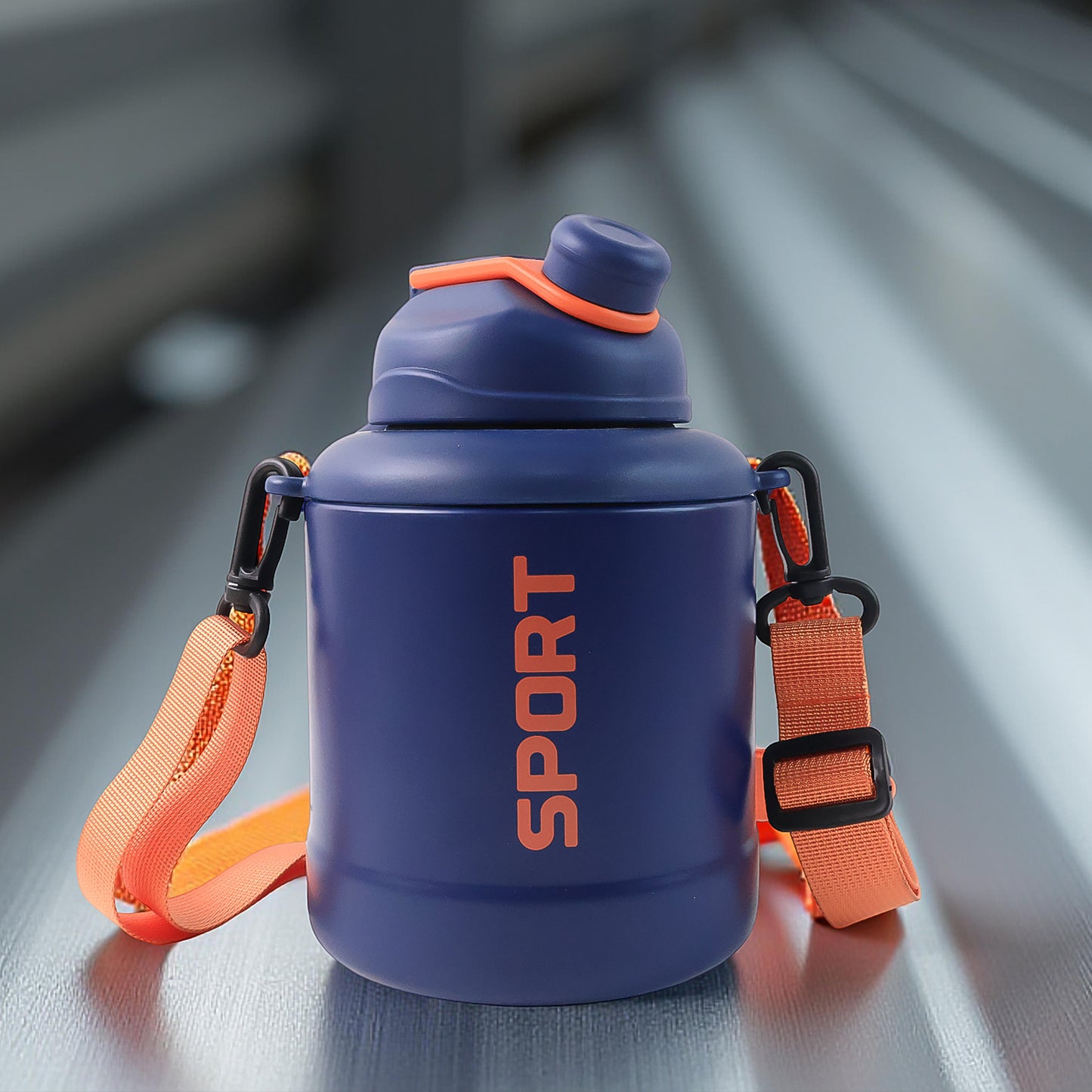 Sports Vacuum Bottle With Shoulder Strap 1 Pc Stylish Mix Design Size - Happy Price - Image 6