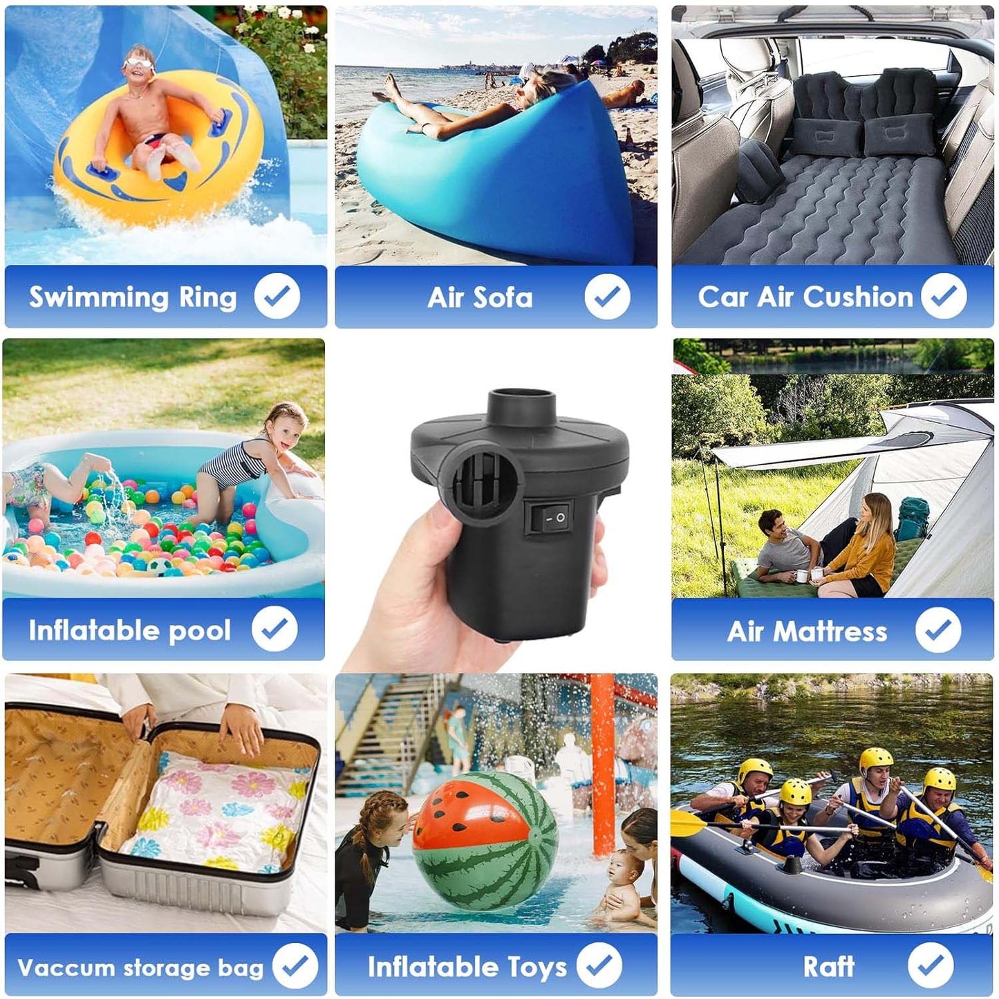 Electric Air Pump with 3 Nozzles for Balls and Balloons - Happy Price - Image 3