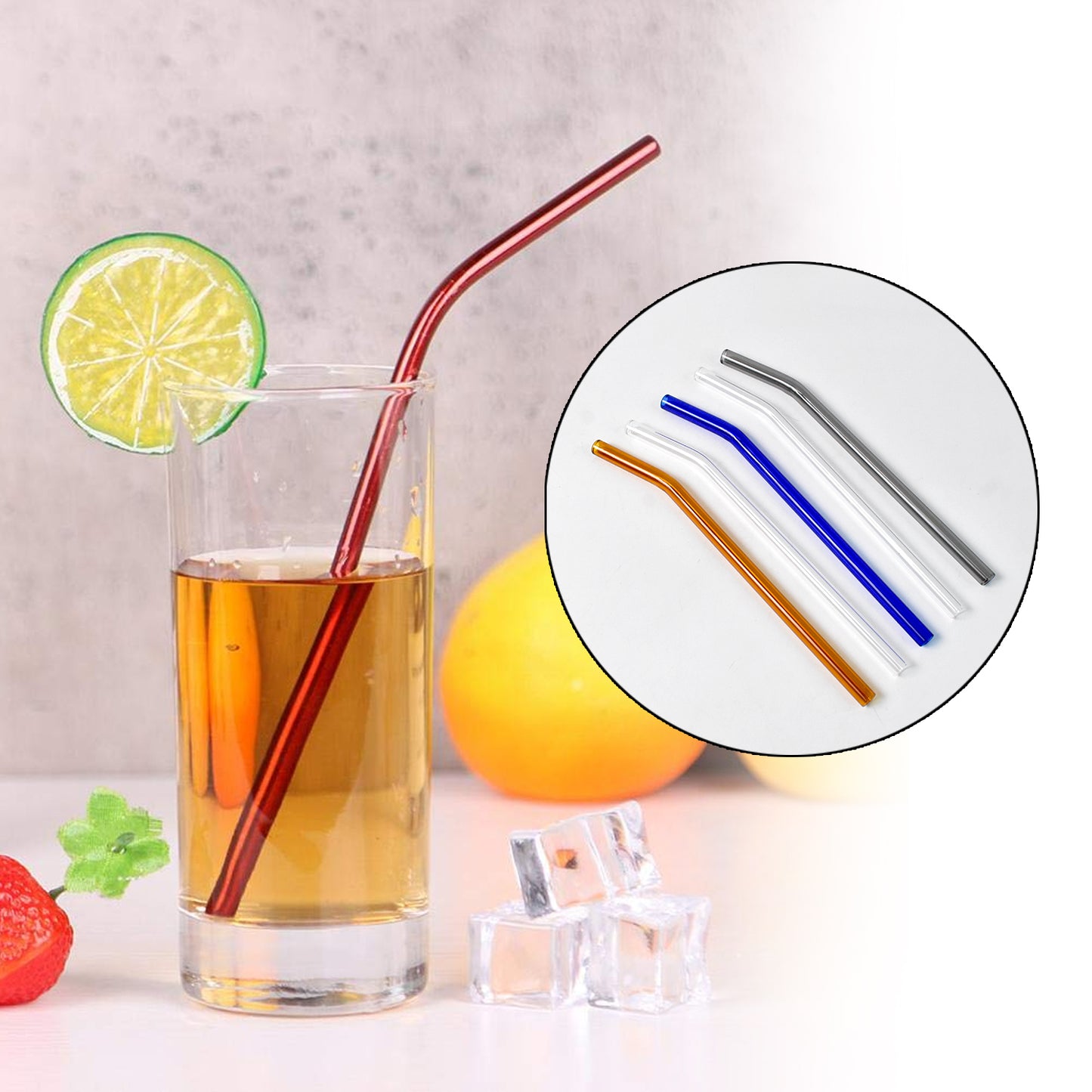 Set of 5 Clear Reusable Glass Drinking Straws - Eco-Friendly & Dishwasher Safe - Happy Price - Image 6