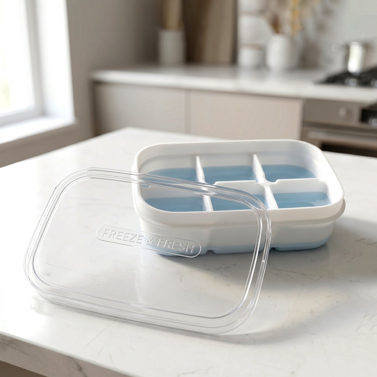Mini Plastic 6 Cavity Ice Tray - Freeze Fresh Compact Ice Cube Tray