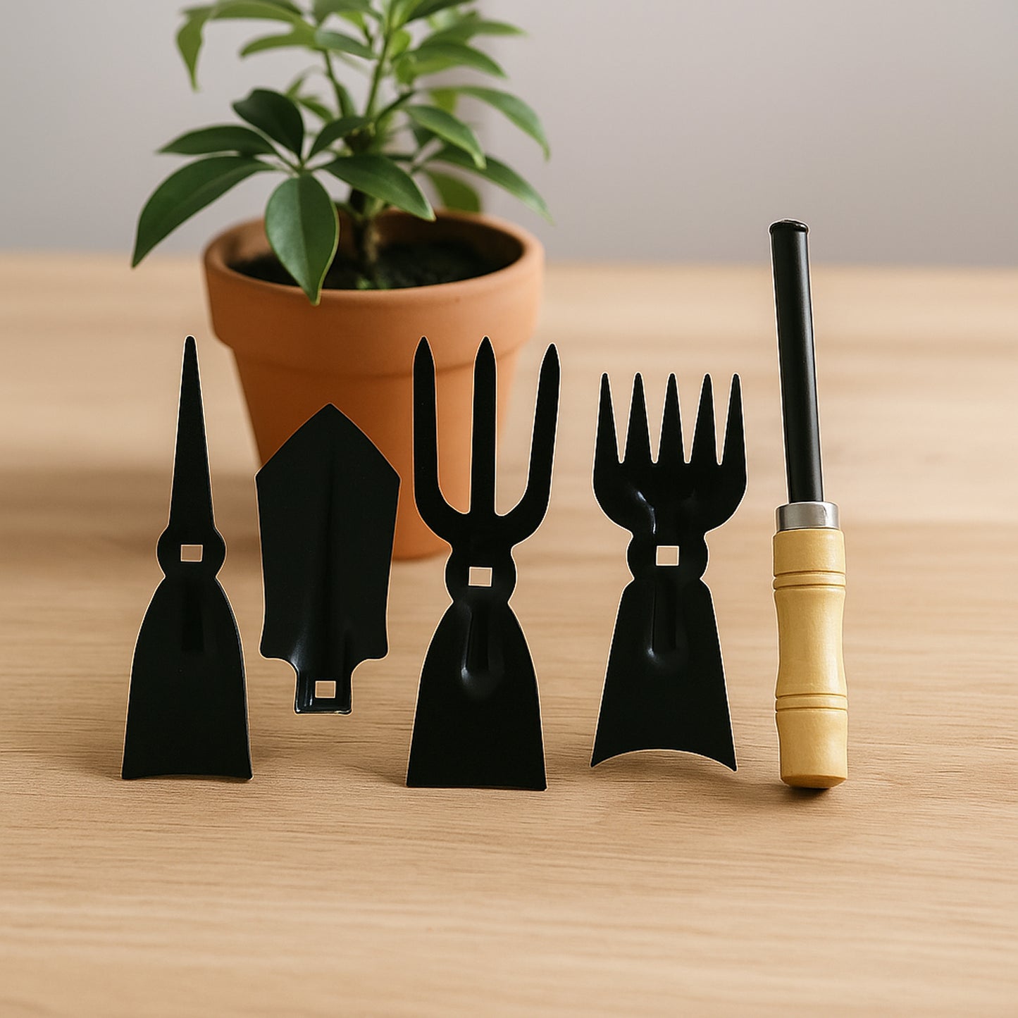 5-Piece Garden Hand Tool Set with Wooden Handles - Happy Price - Image 2