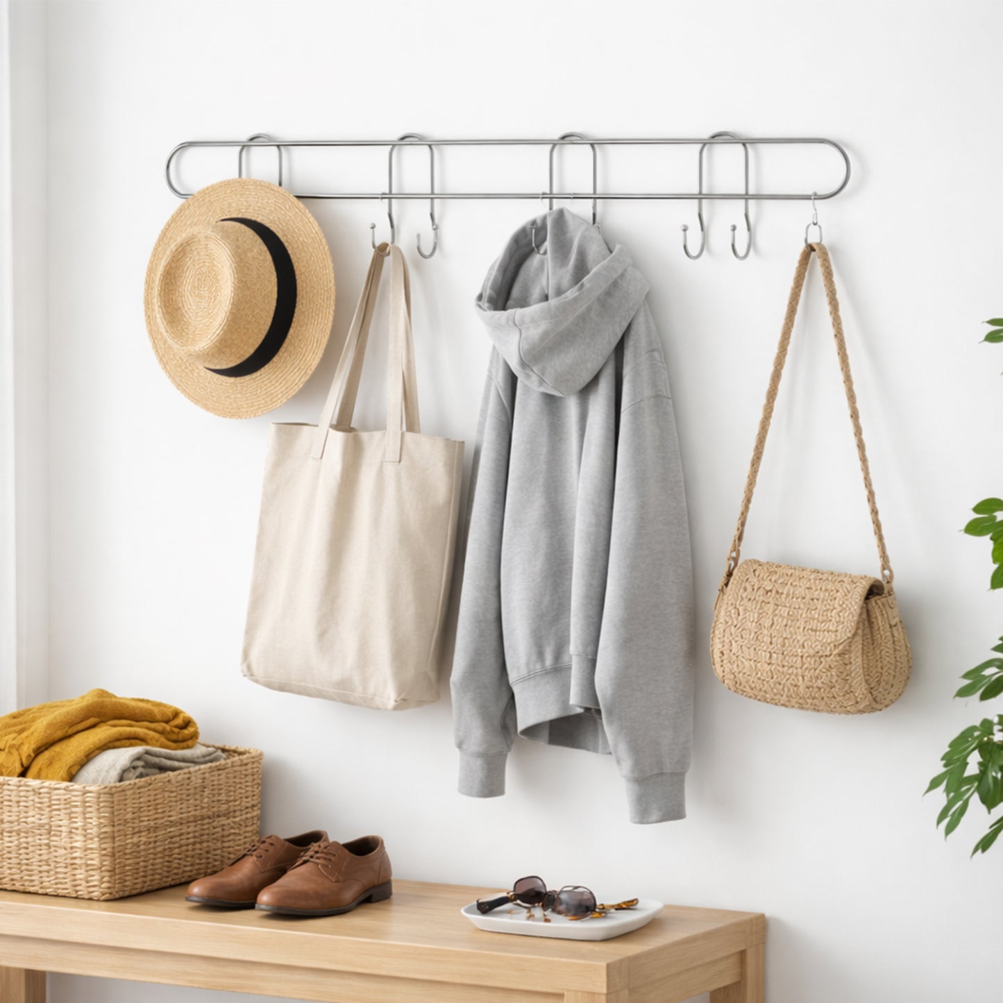 Stainless Steel Wall Hook Rack Organizer - 1 Pc - Great Price - Image 6