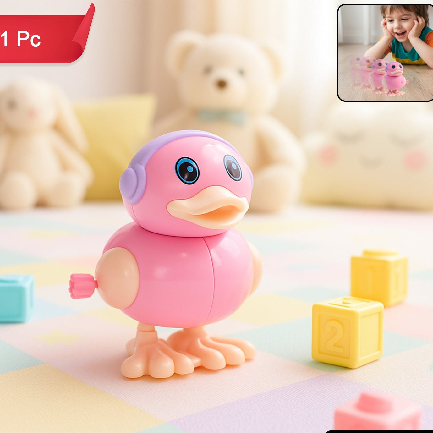Wind-Up Walking Duck Toy for Kids - Battery-Free Mechanical Waddle Fun (1 Pc) - Happy Price - Image 1