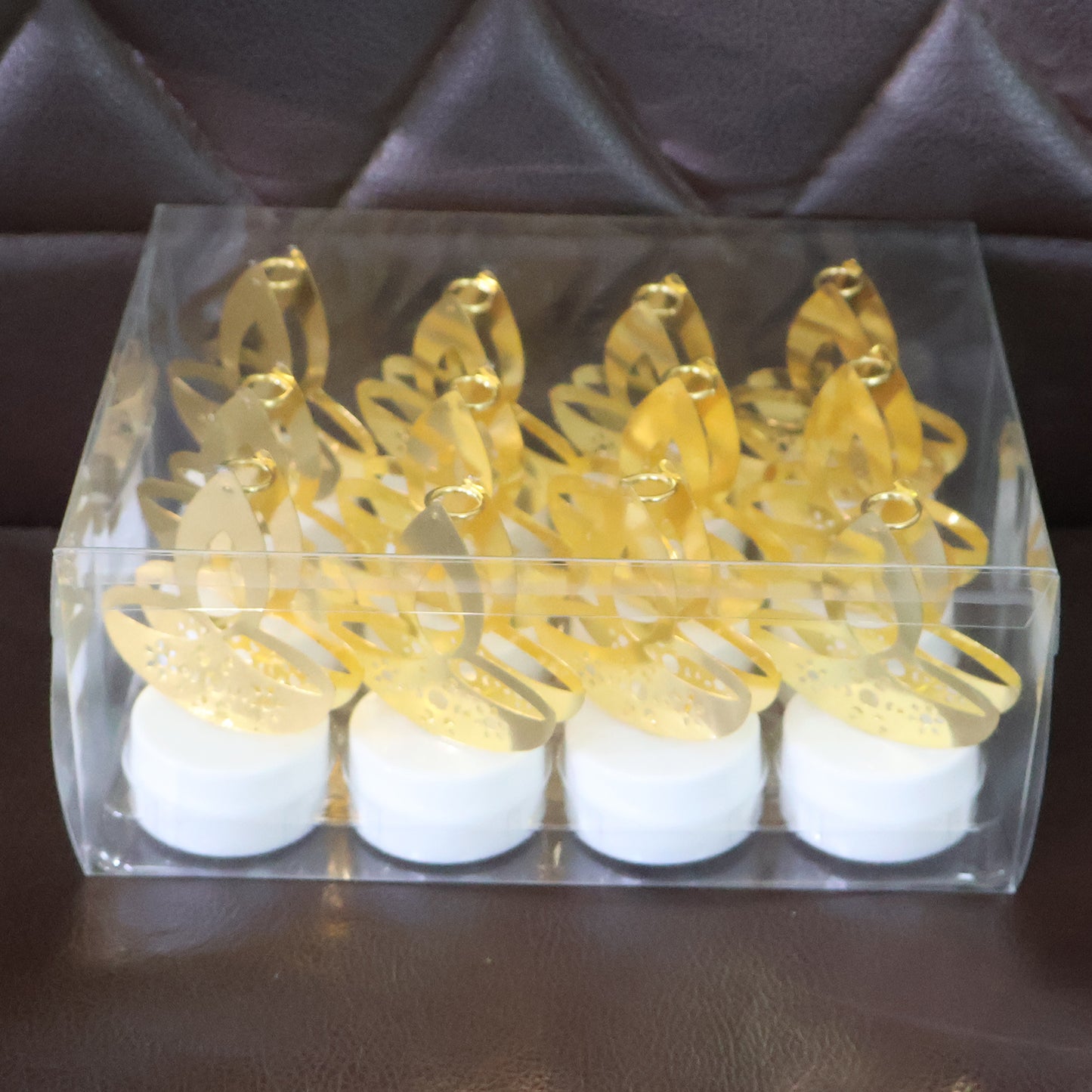 12 Pc Golden Diya LED Tealight Candles - Flameless Decorative Lights for Home & Festivals - Happy Price - Image 6