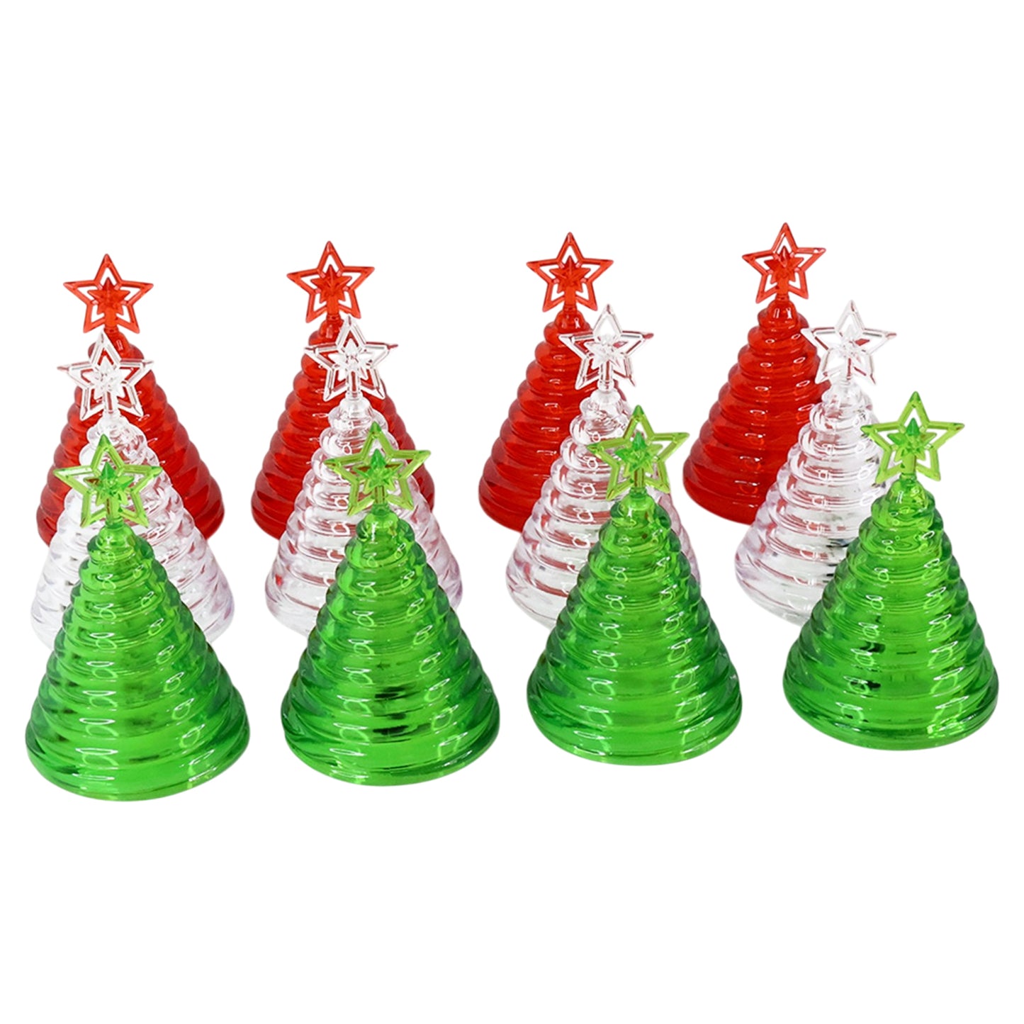 12 Pc Christmas Tree LED Decorative Lights Set with Star Topper - Battery Operated Flameless Festive Decor - Happy Price - Image 2