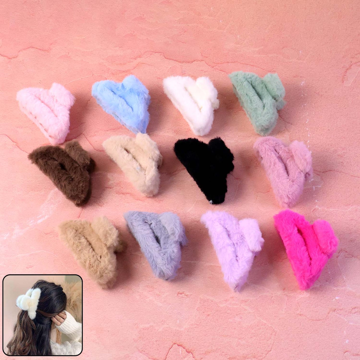 Big Faux Fur Hair Claw Clip (1 Pc) - Soft & Secure Hold - Happy Price - Image 2