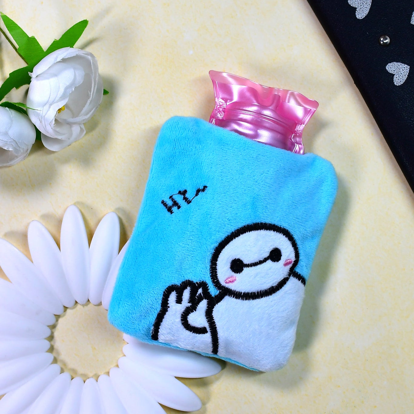 Blue Baymax Small Hot Water Bag With Cover For Pain Relief Neck Shoulder Pain And Hand Feet Warmer Menstrual Cramps. - Happy Price - Image 1