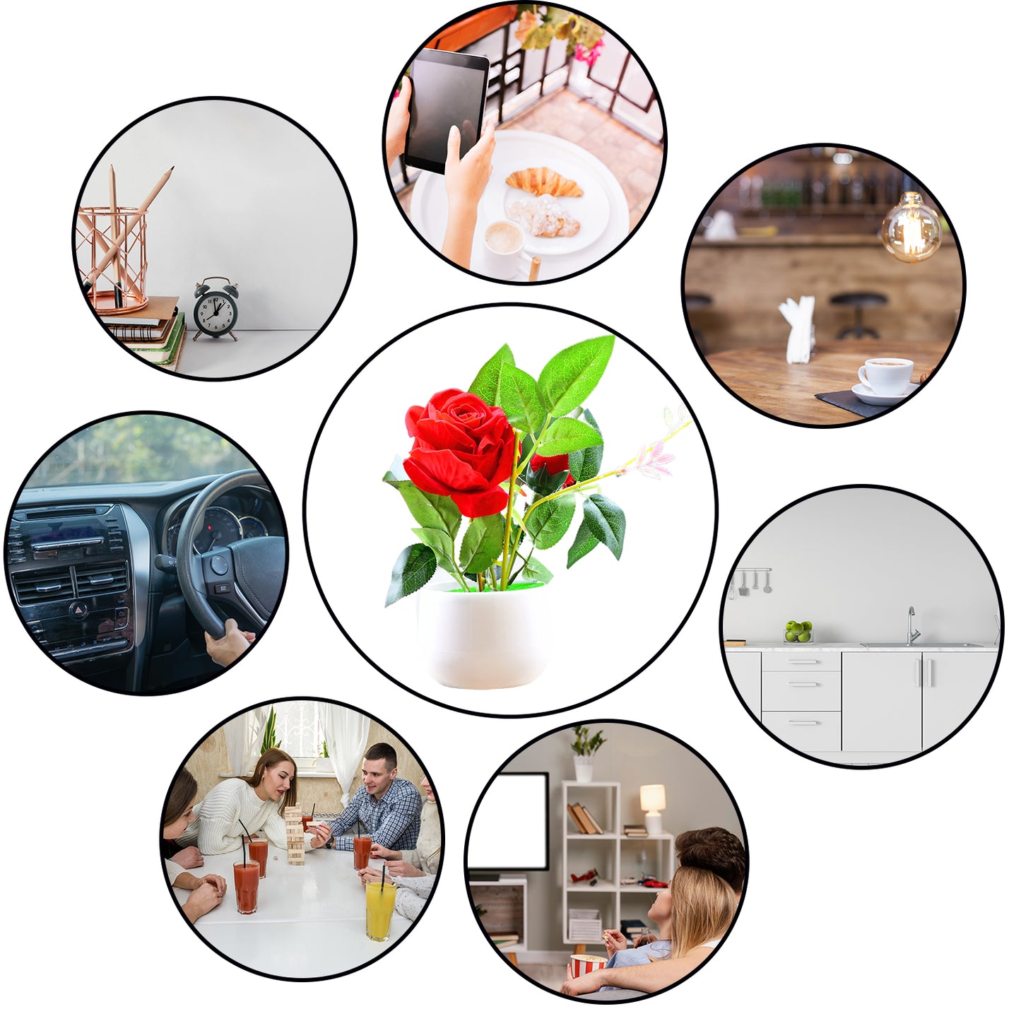 Artificial Rose Flower Plant With Pot For Home Office Or Gift - Happy Price - Image 6